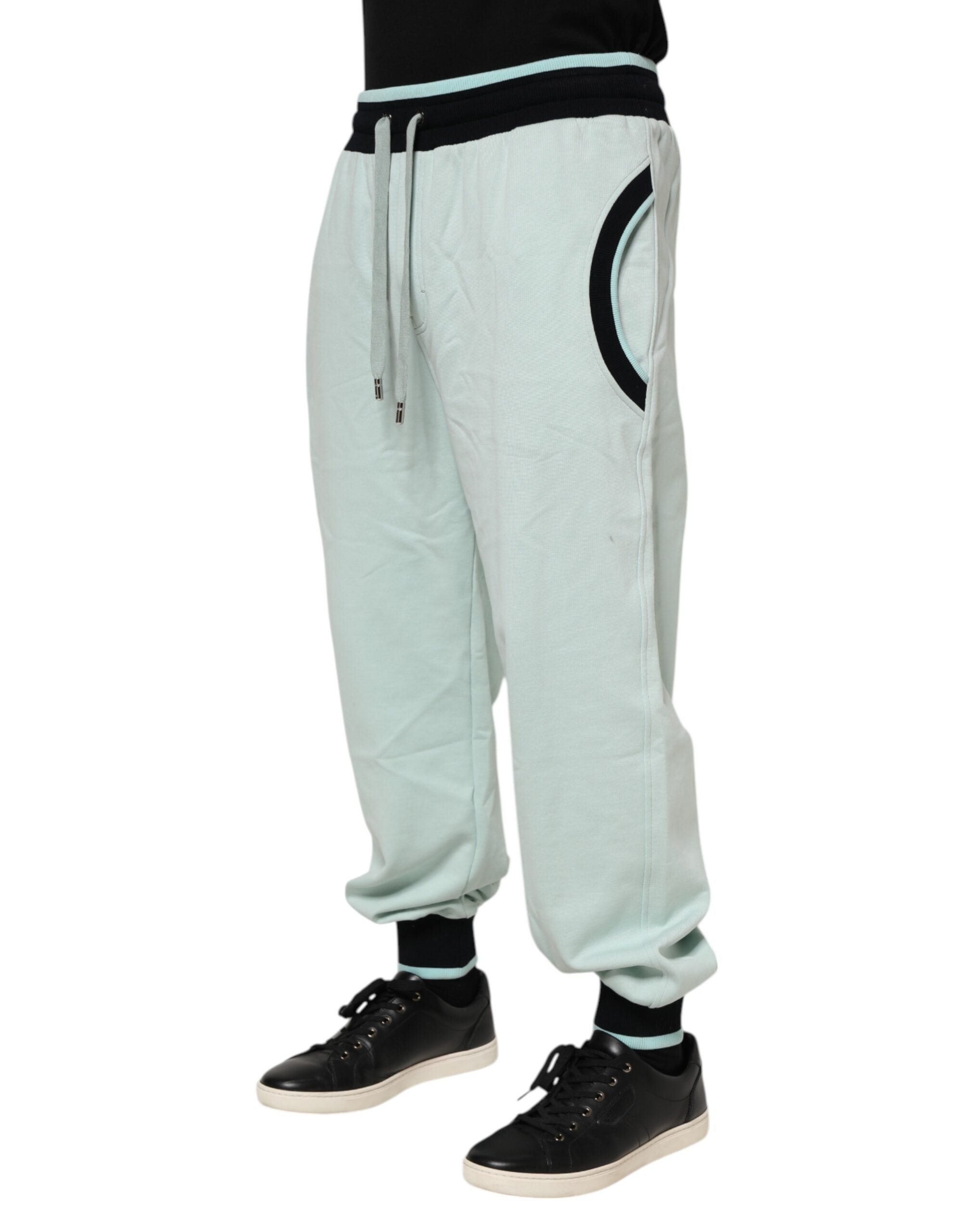 Light Green Cotton Men Jogger Sweatpants Pants - ventzia