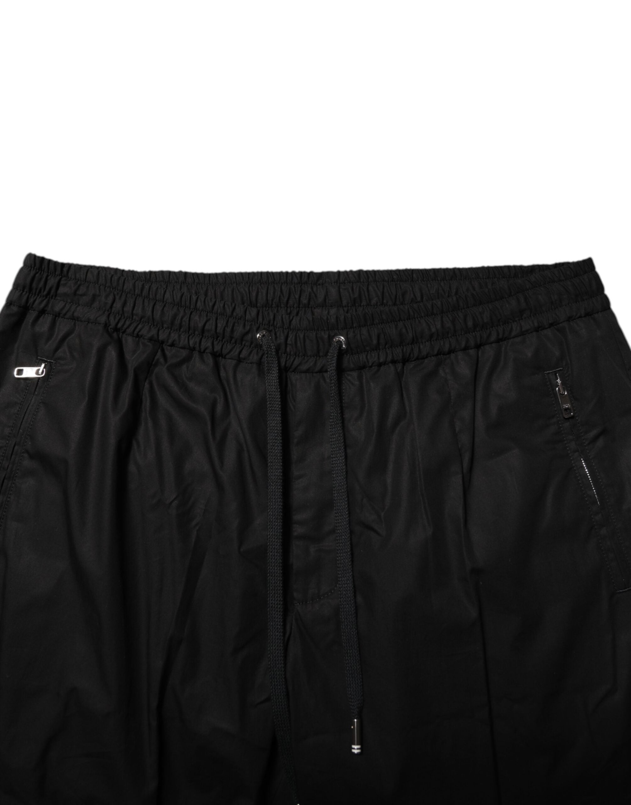 Black Cotton Logo Tape Men Jogger Pants - ventzia