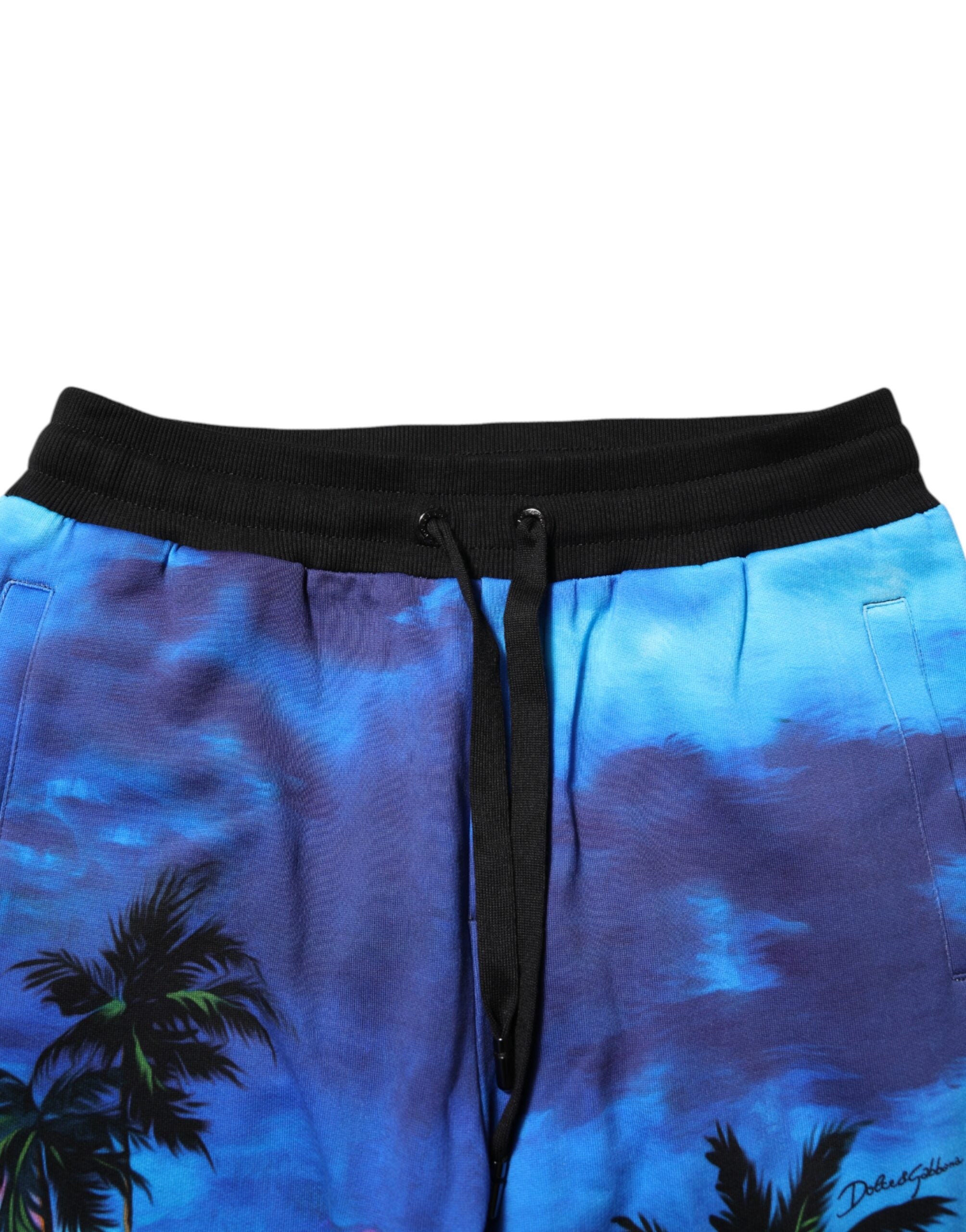 Blue Hawaiian Print Jogger Sweatpants Pants - ventzia