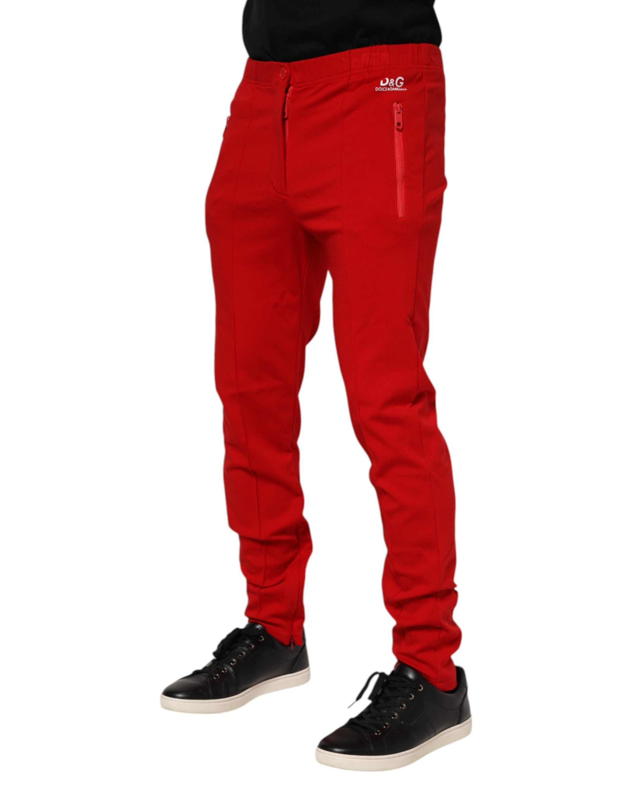 Red Viscose Logo Jogger Men Sweatpants Pants - ventzia