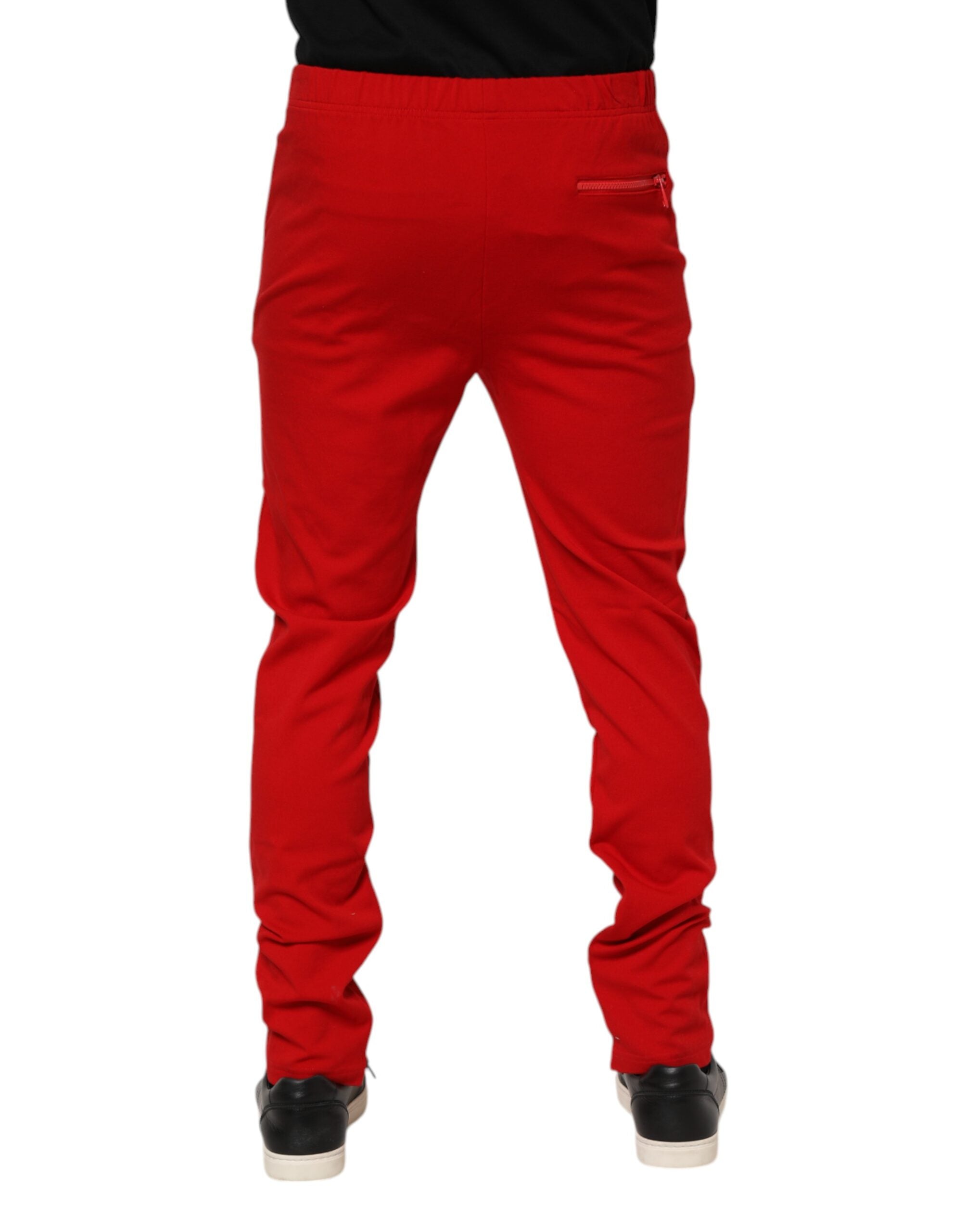 Red Viscose Logo Jogger Men Sweatpants Pants - ventzia