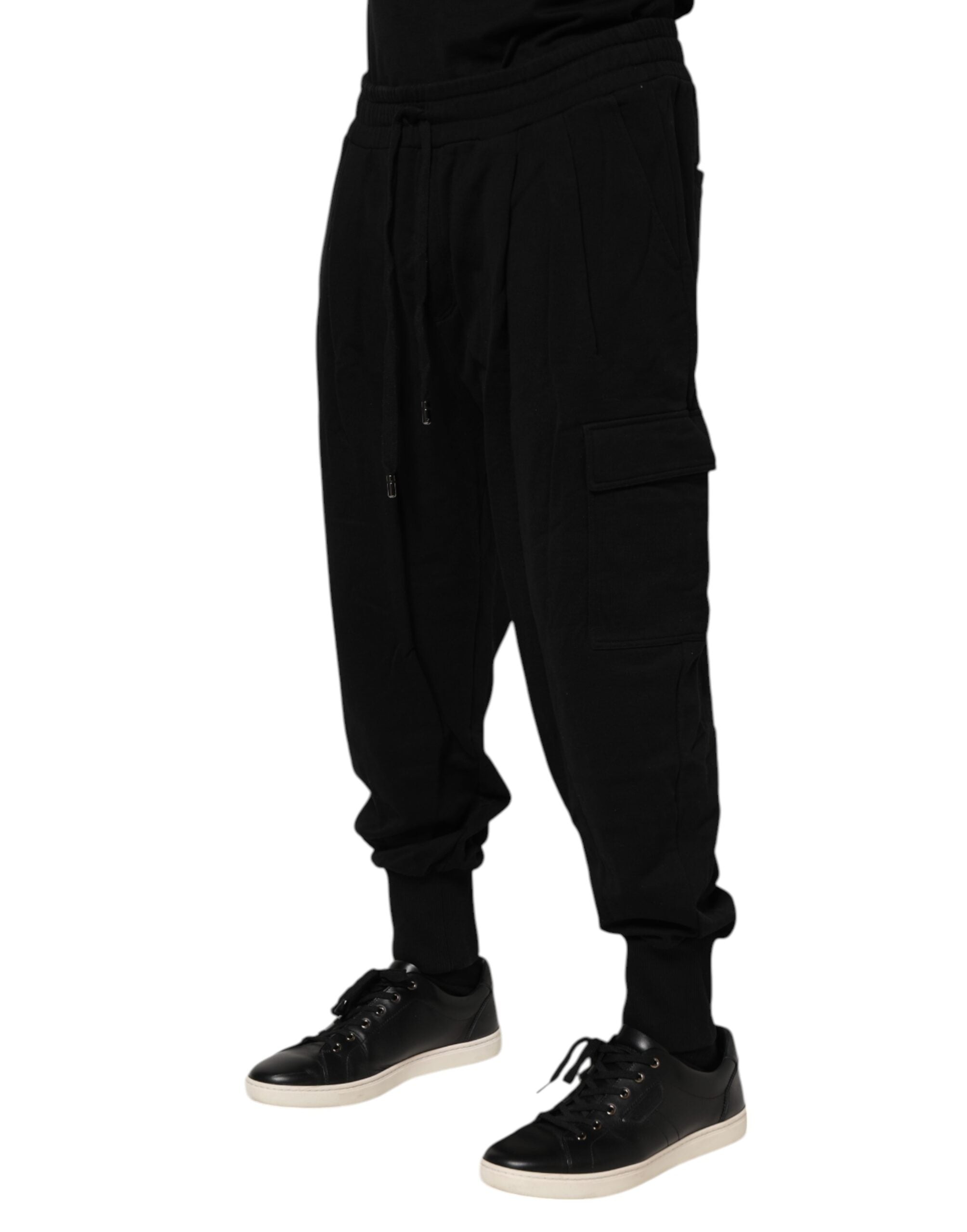Black Cotton Logo Jogger Sweatpants Pants - ventzia