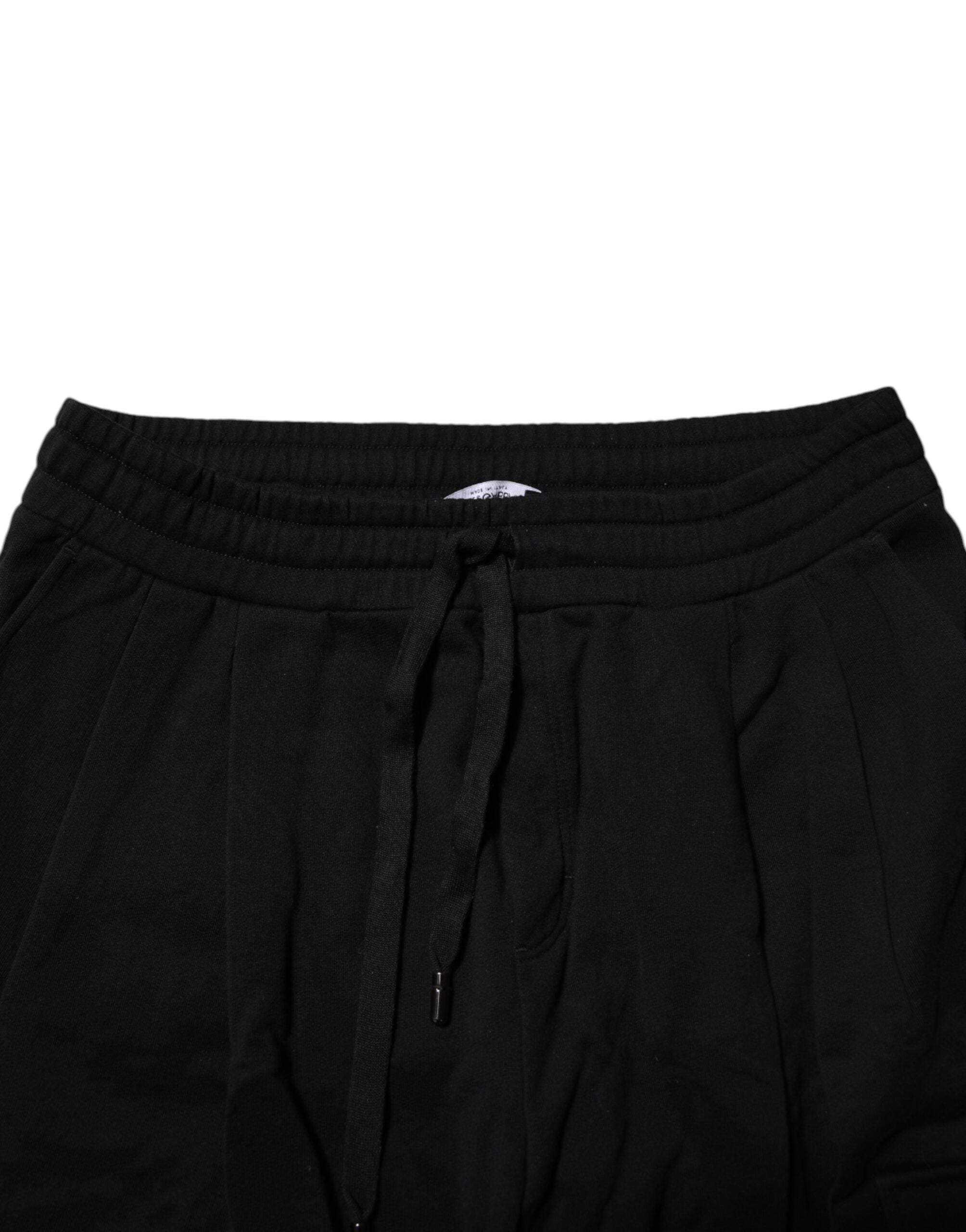 Black Cotton Logo Jogger Sweatpants Pants - ventzia