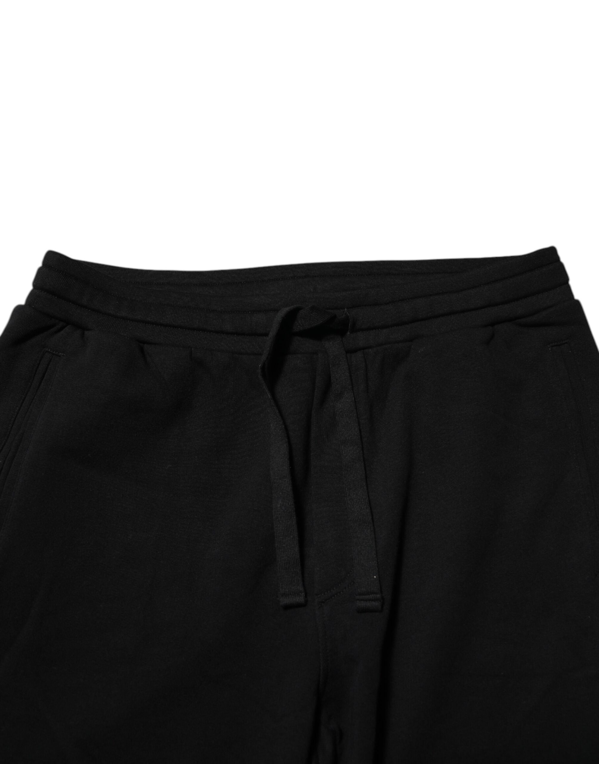 Black Cotton Crown Jogger Sweatpants Pants - ventzia