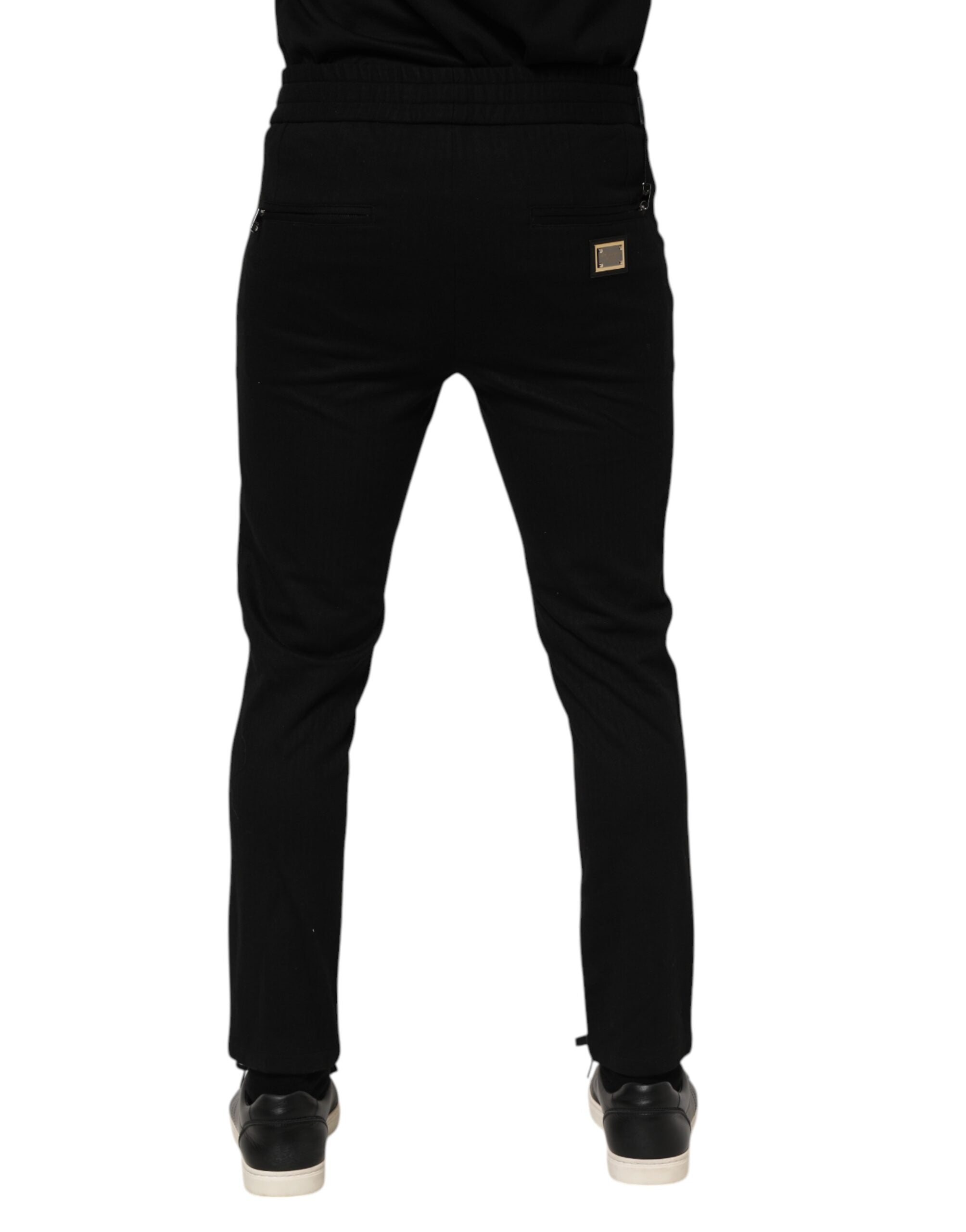 Black Viscose Drawstring Men Jogger Pants - ventzia