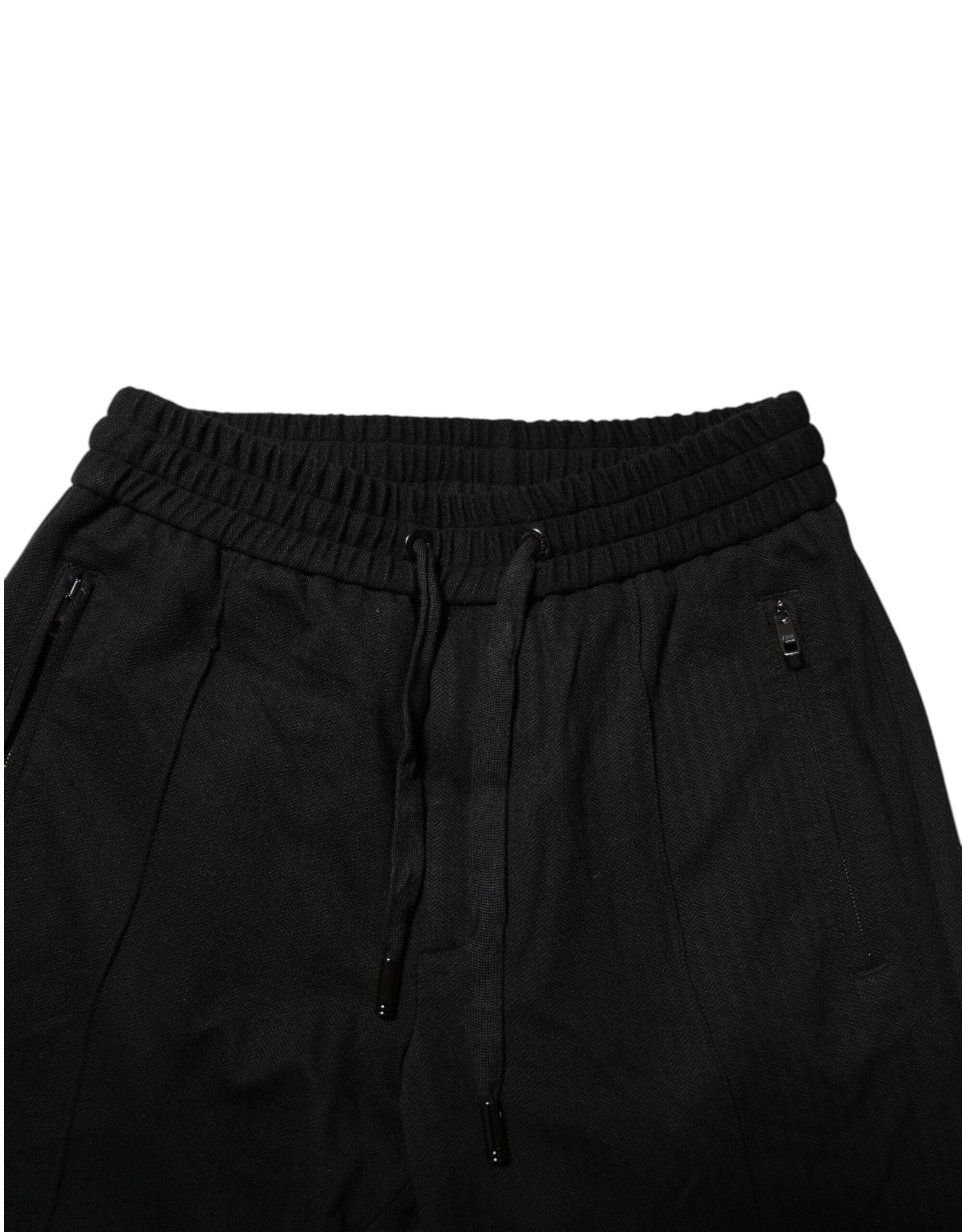 Black Viscose Drawstring Men Jogger Pants - ventzia