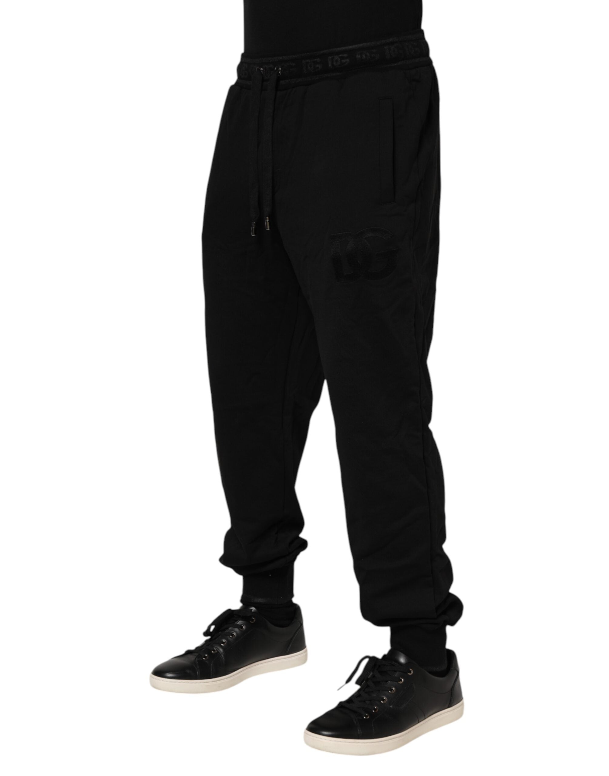 Black Cotton Drawstring Jogger Pants - ventzia