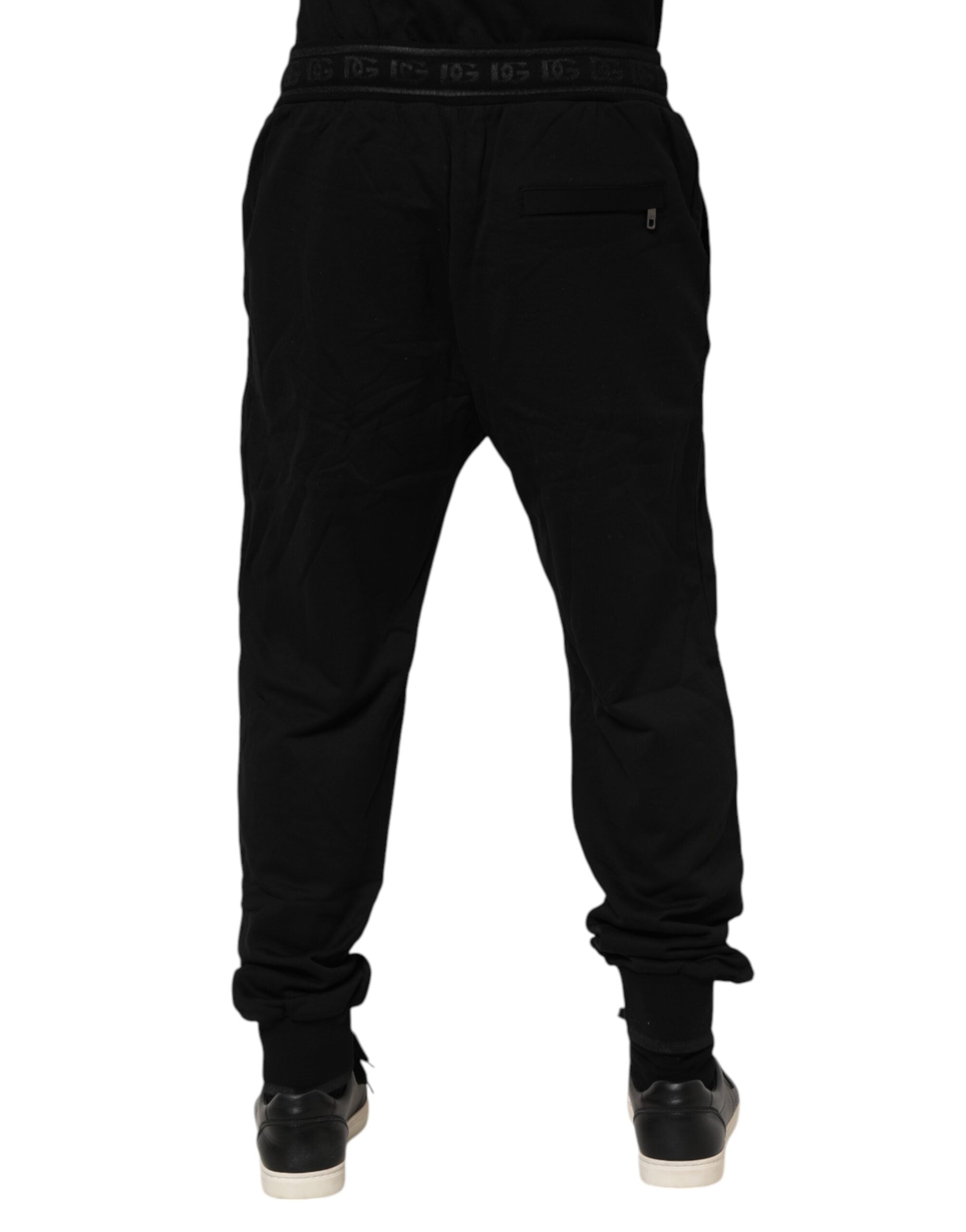 Black Cotton Drawstring Jogger Pants - ventzia