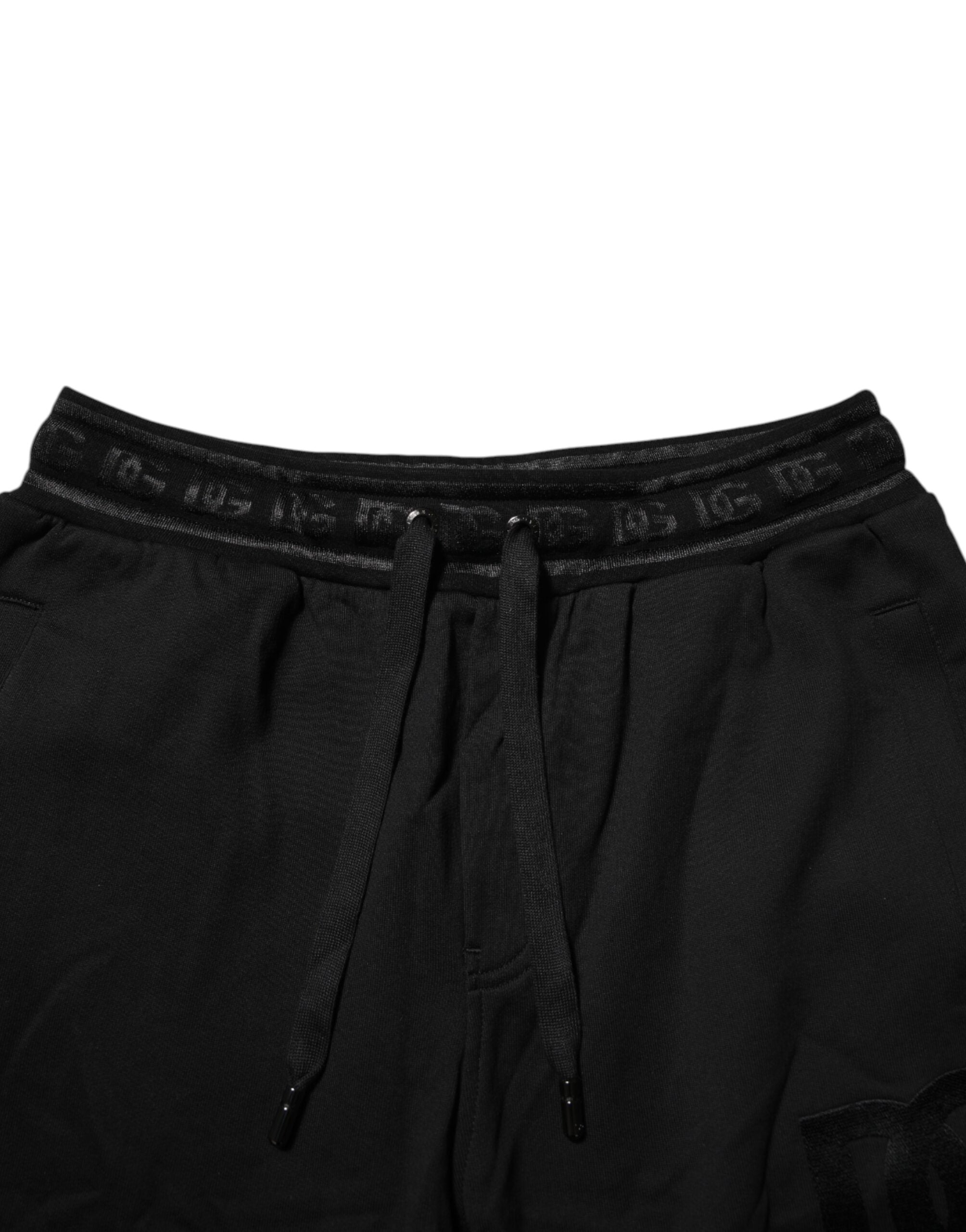 Black Cotton Drawstring Jogger Pants - ventzia