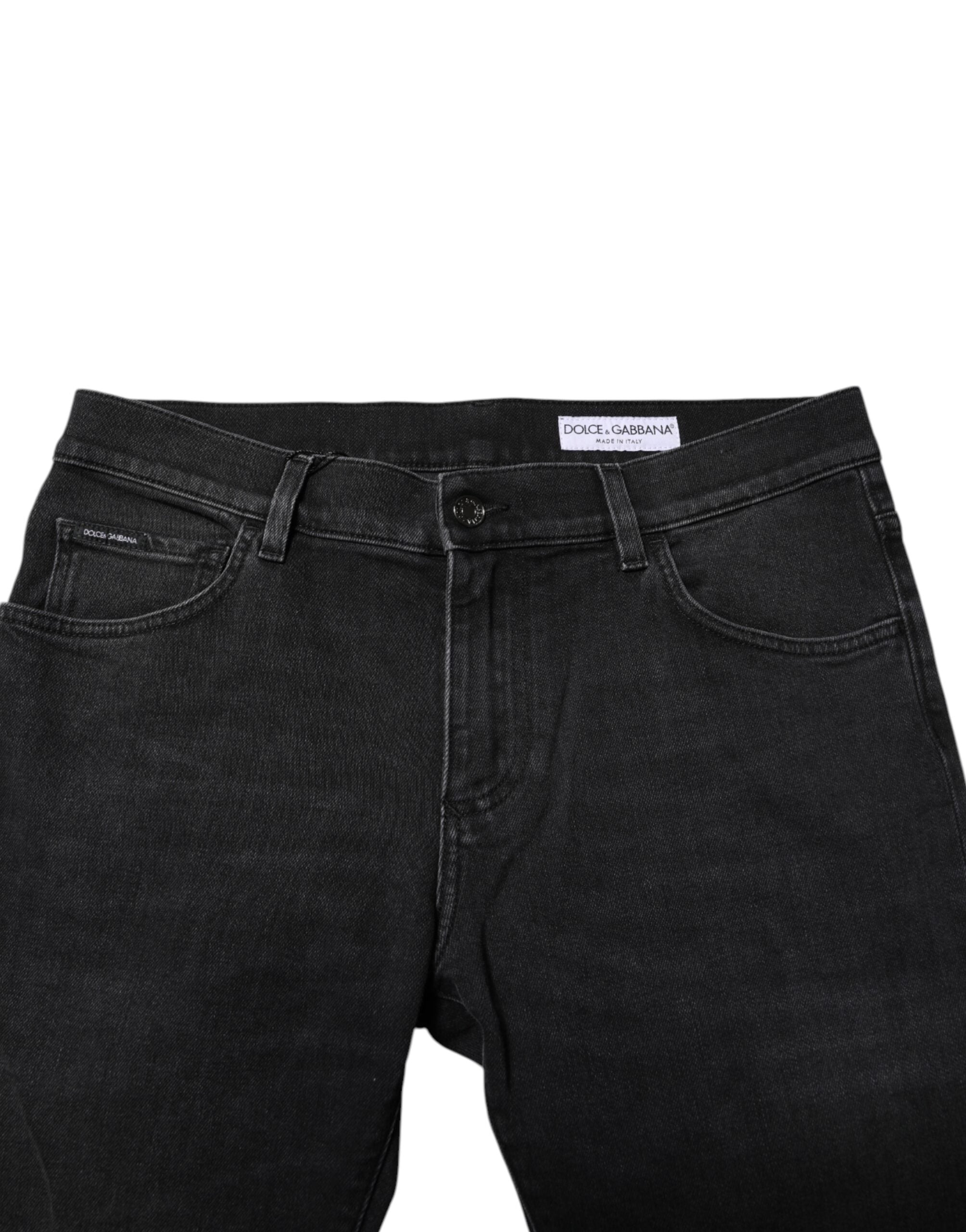 Black Washed Cotton Skinny Denim Jeans
