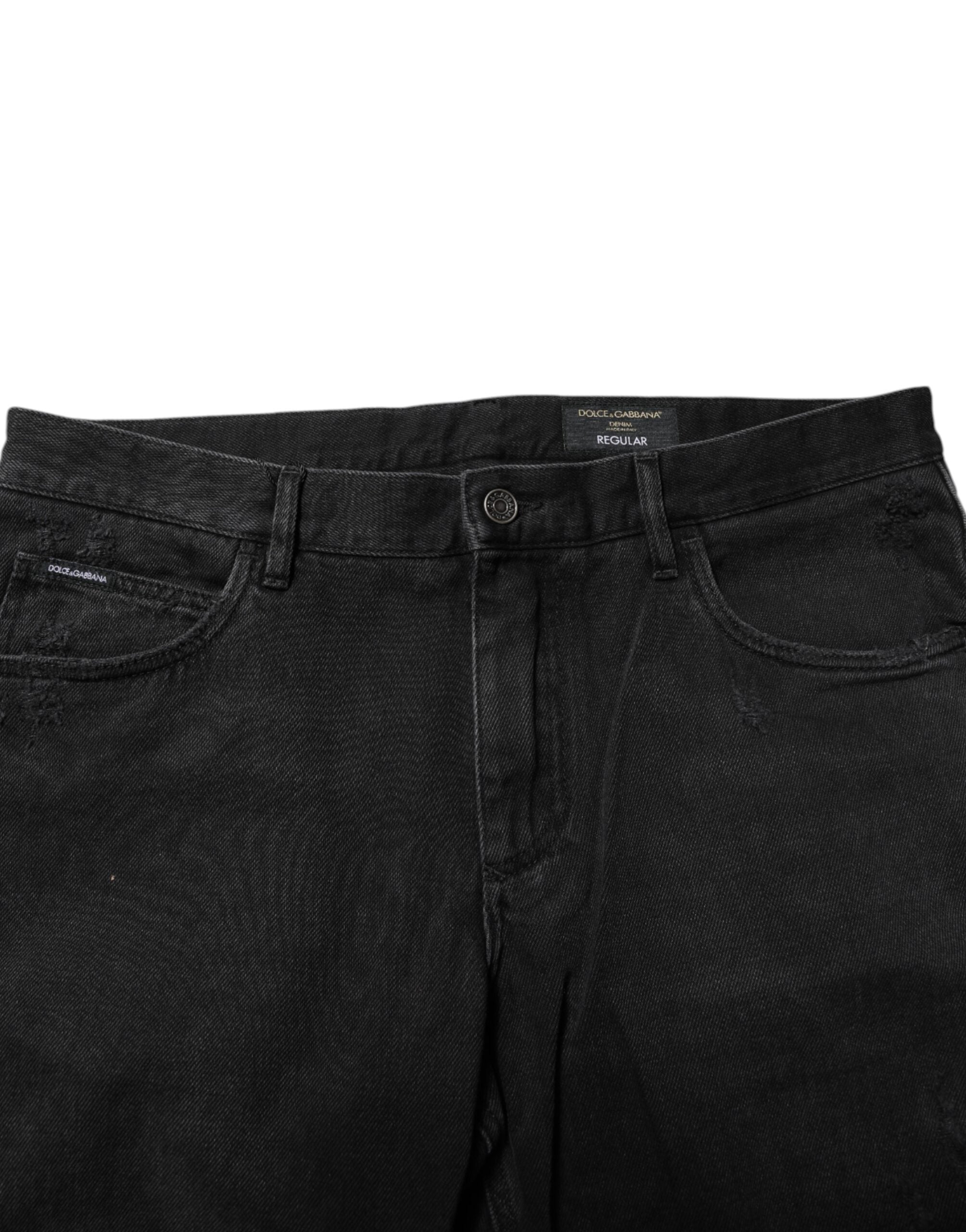 Black Cotton Logo Plaque Skinny Denim Jeans - ventzia