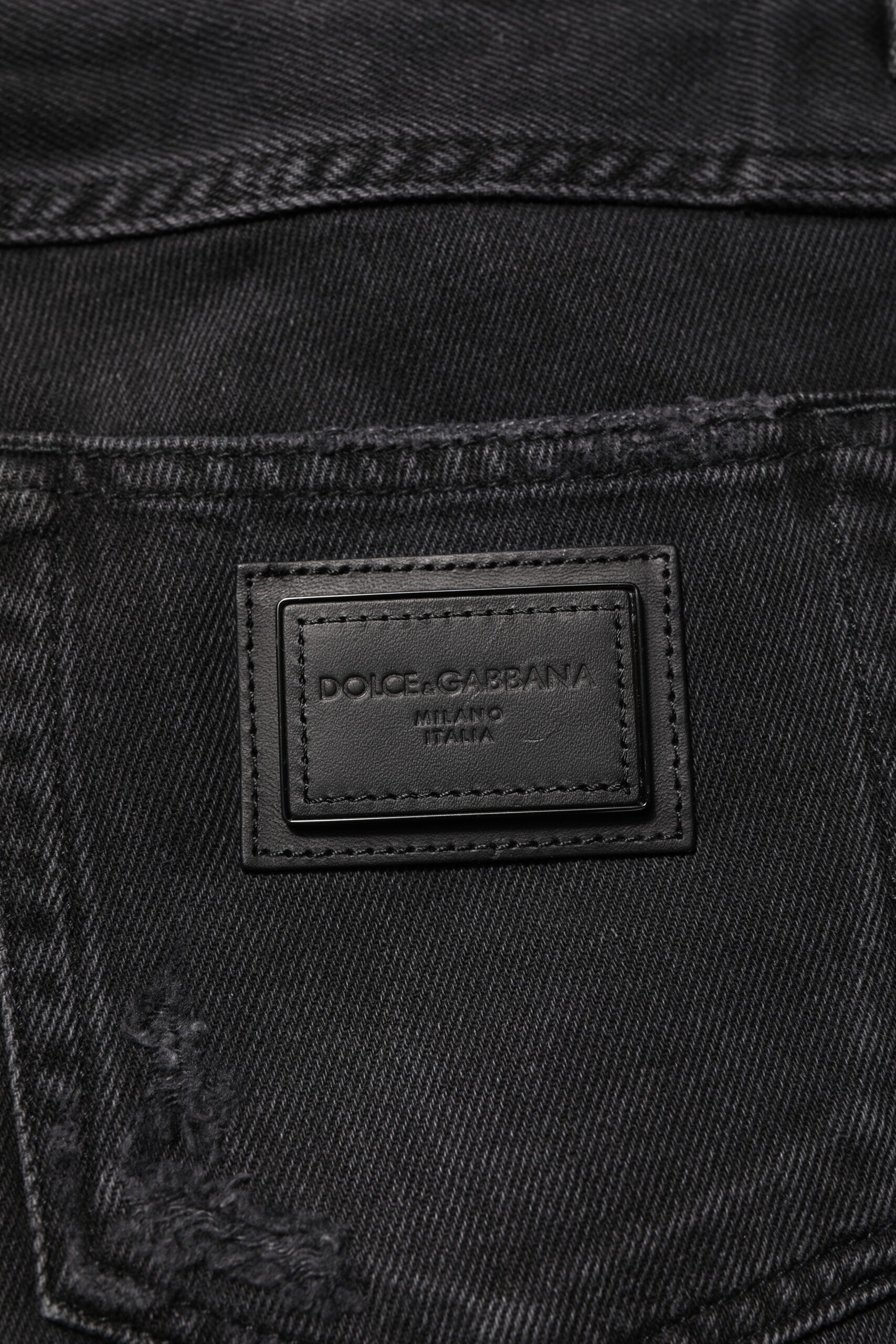 Black Cotton Logo Plaque Skinny Denim Jeans - ventzia