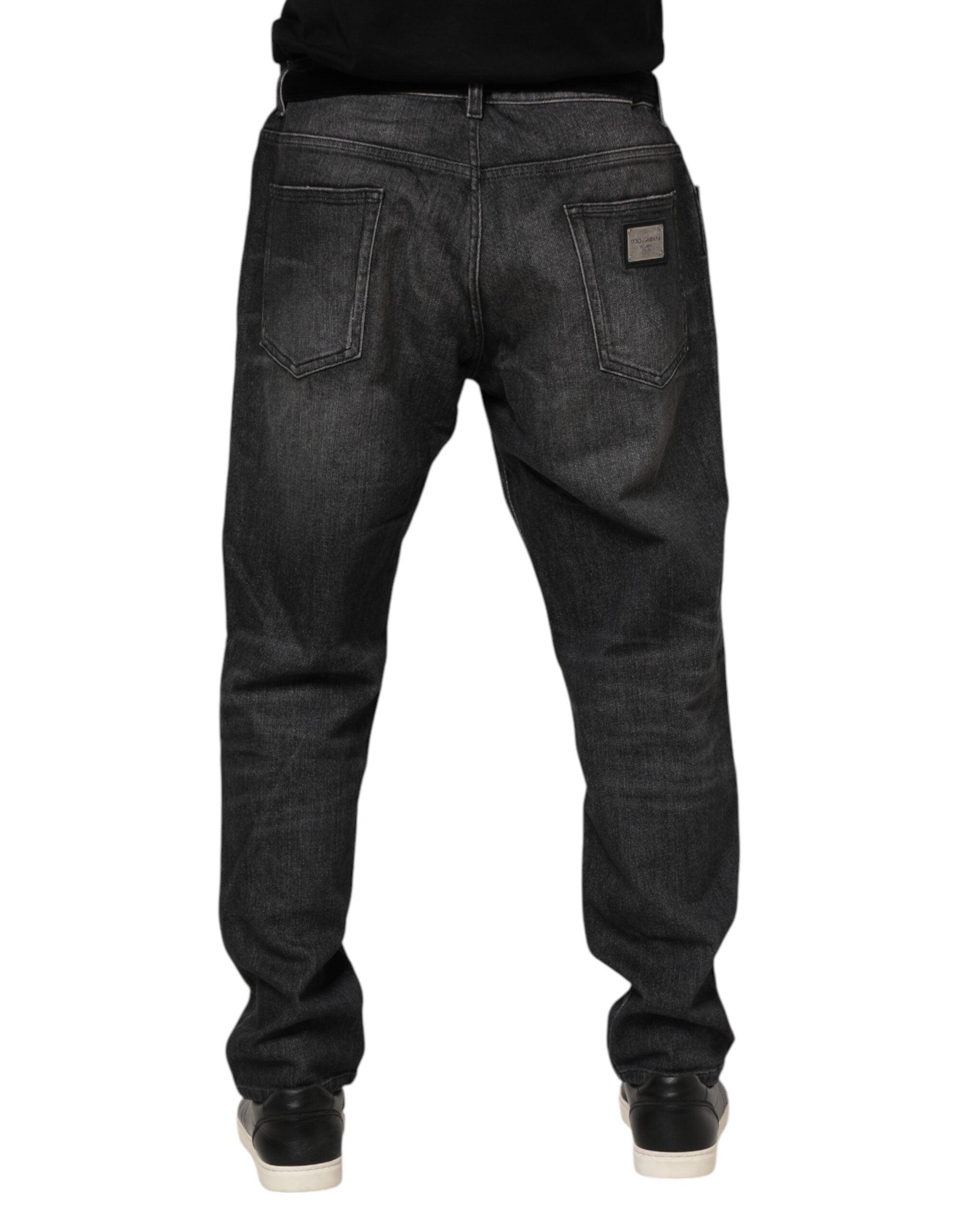 Gray Washed Cotton Loose Denim Jeans - ventzia