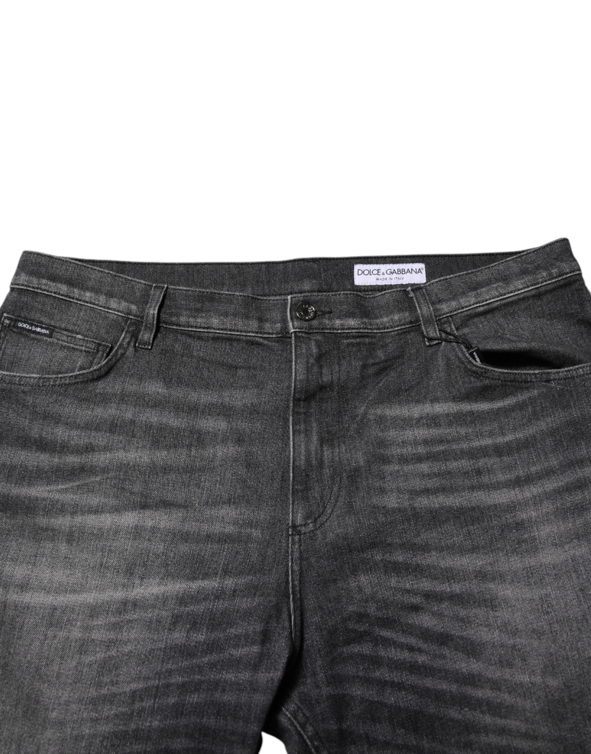 Gray Washed Cotton Loose Denim Jeans - ventzia