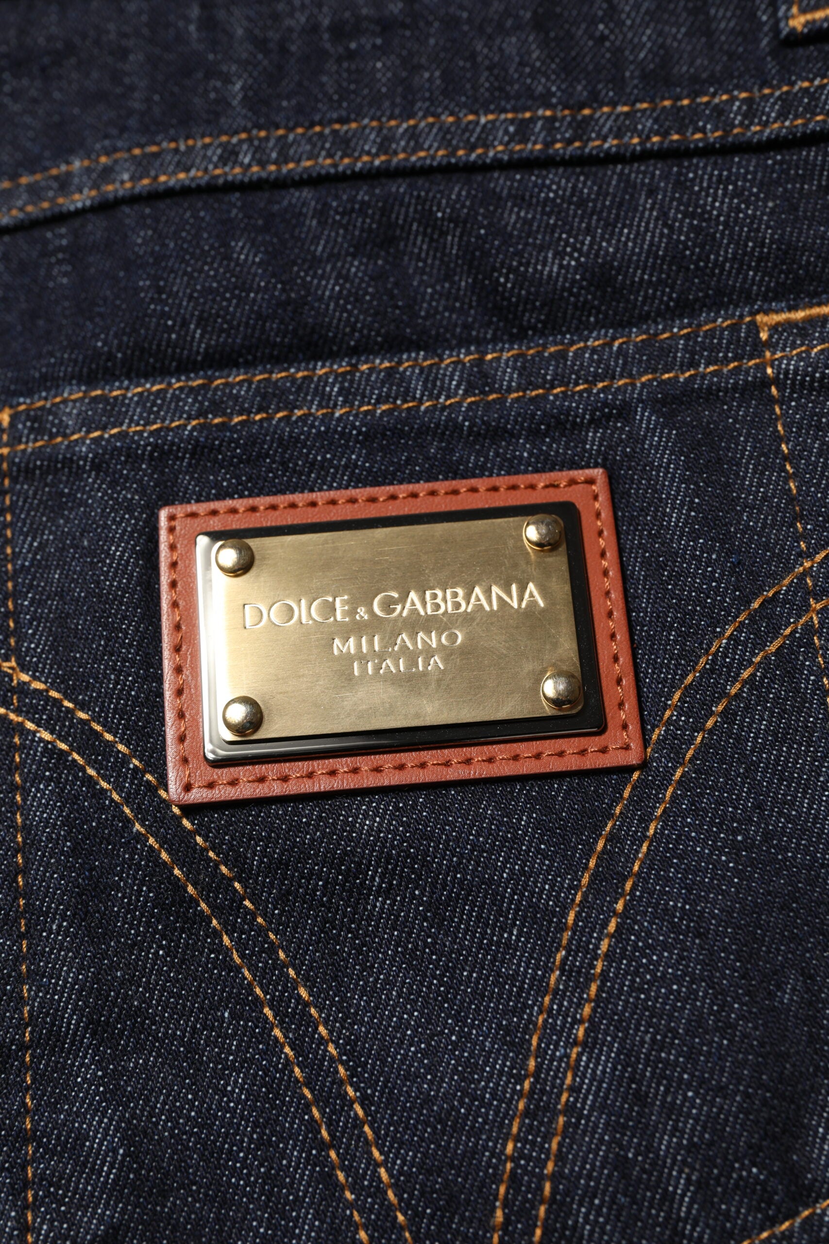 Dark Blue Cotton Logo Plaque Men Denim Jeans - ventzia
