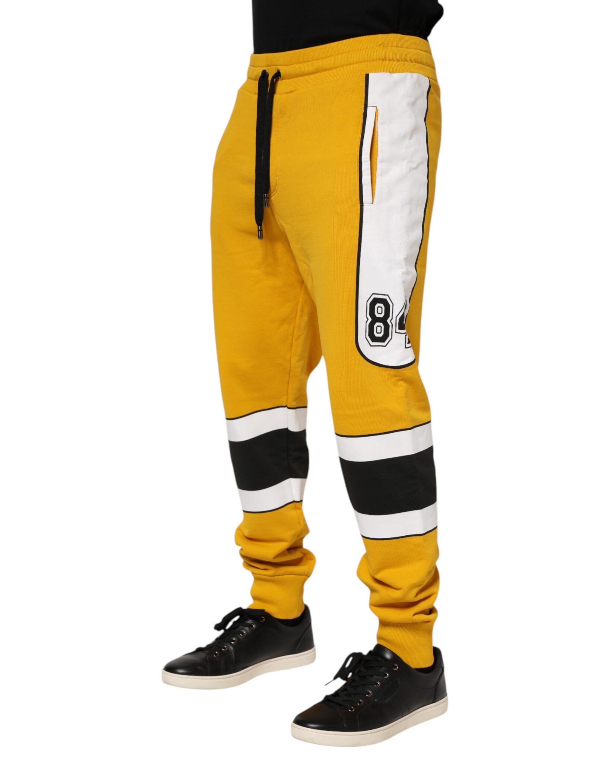 Yellow Cotton Drawstring Jogger Pants - ventzia