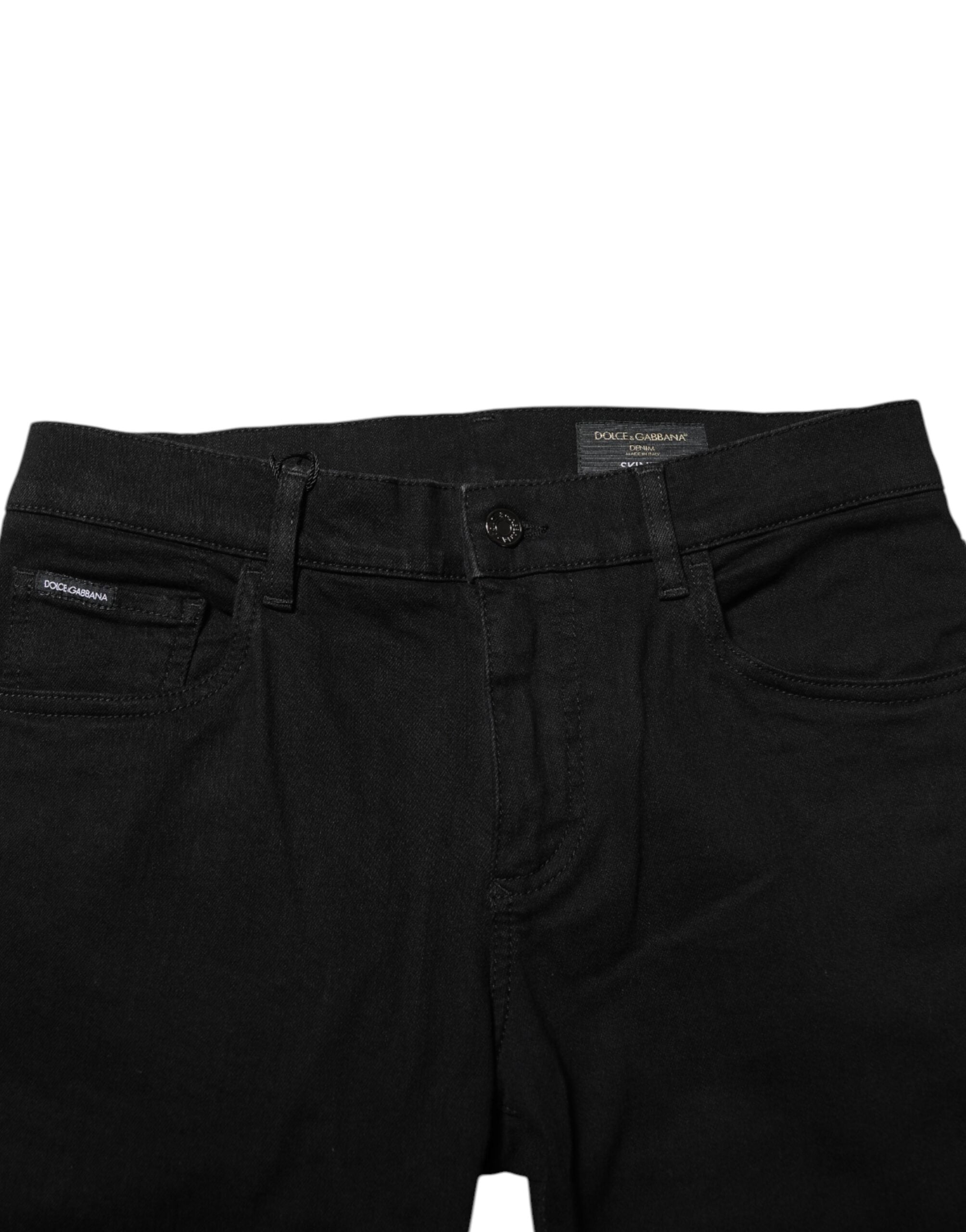 Dark Blue Cotton Logo Plaque GOLD Denim Jeans - ventzia
