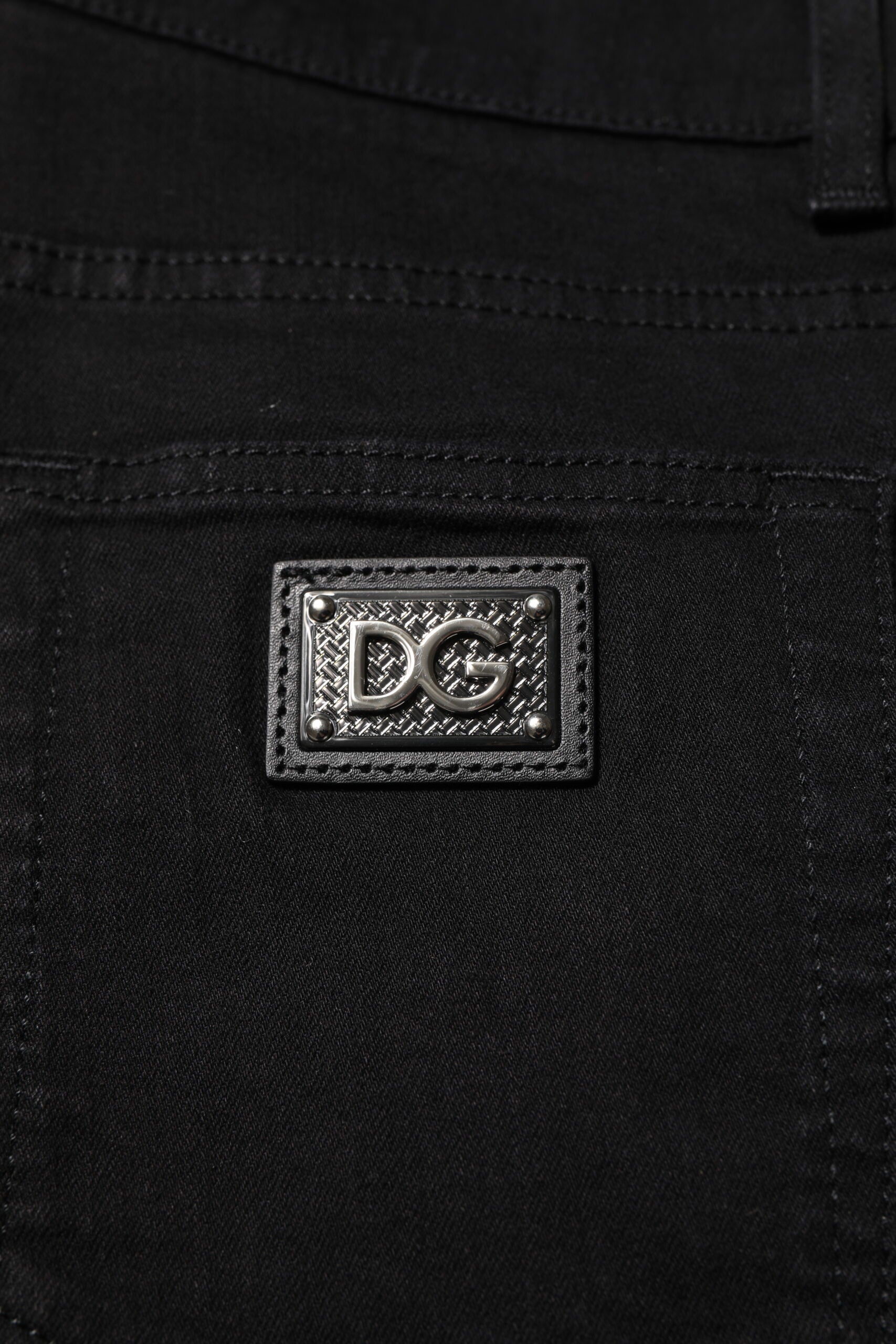 Dark Blue Cotton Logo Plaque GOLD Denim Jeans - ventzia