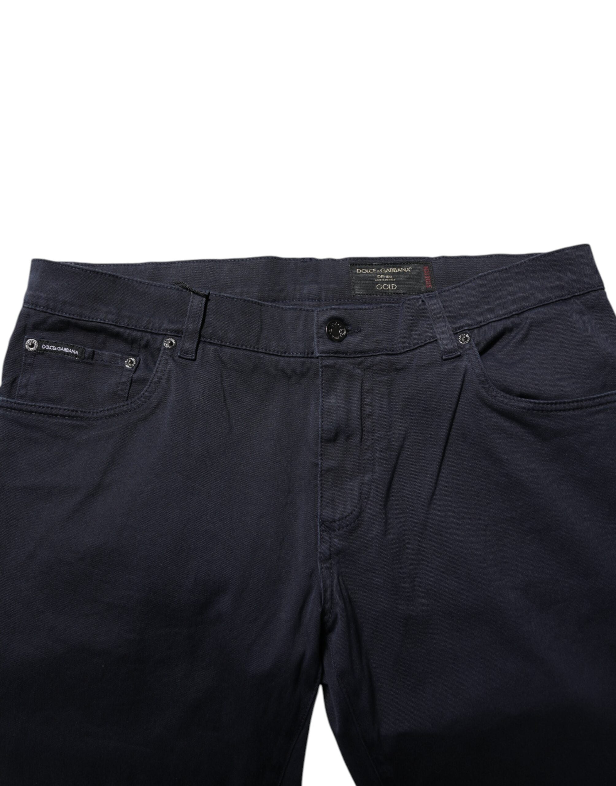 Blue Cotton Tapered Denim Jeans - ventzia