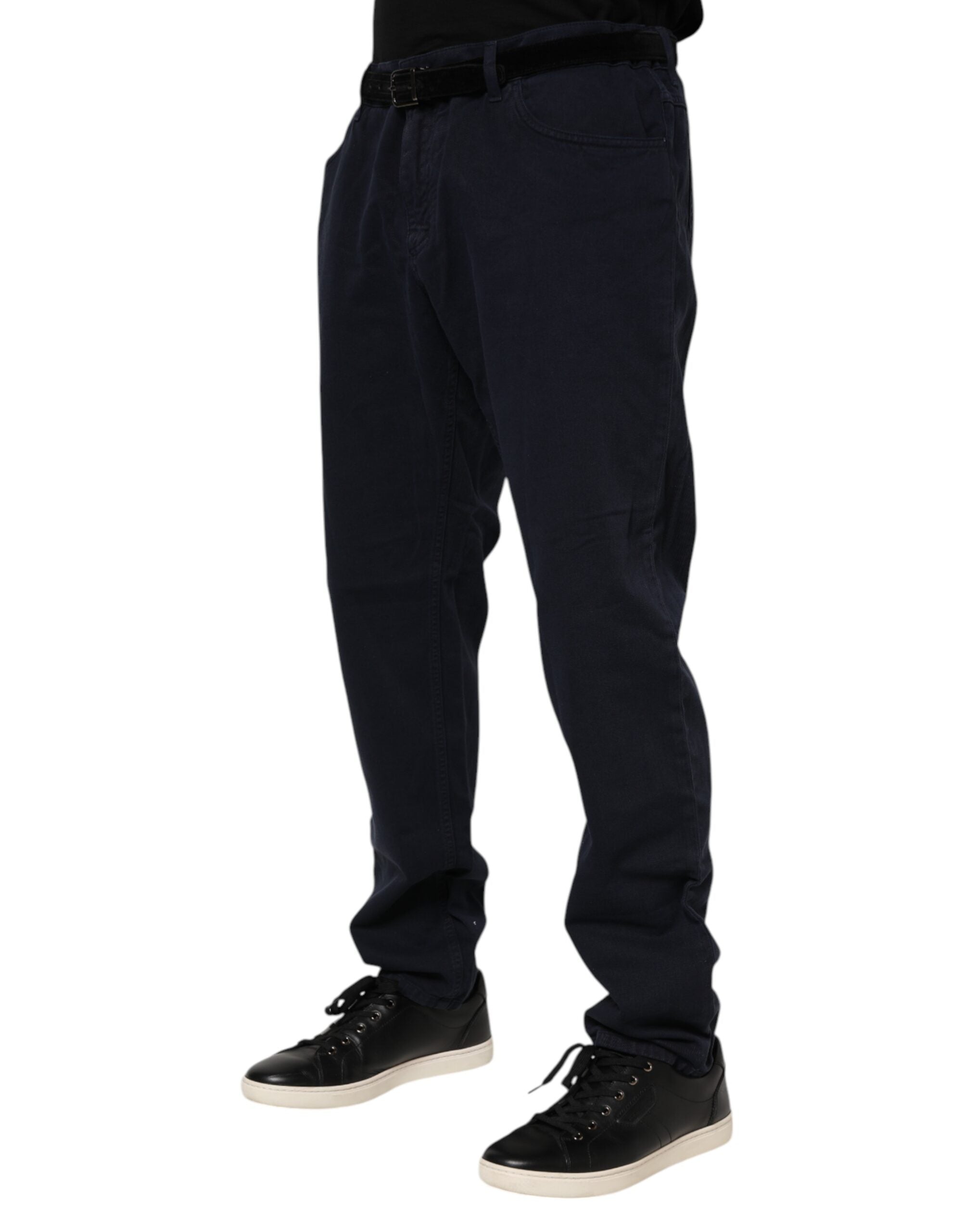 Black Cotton Tapered Denim Jeans - ventzia