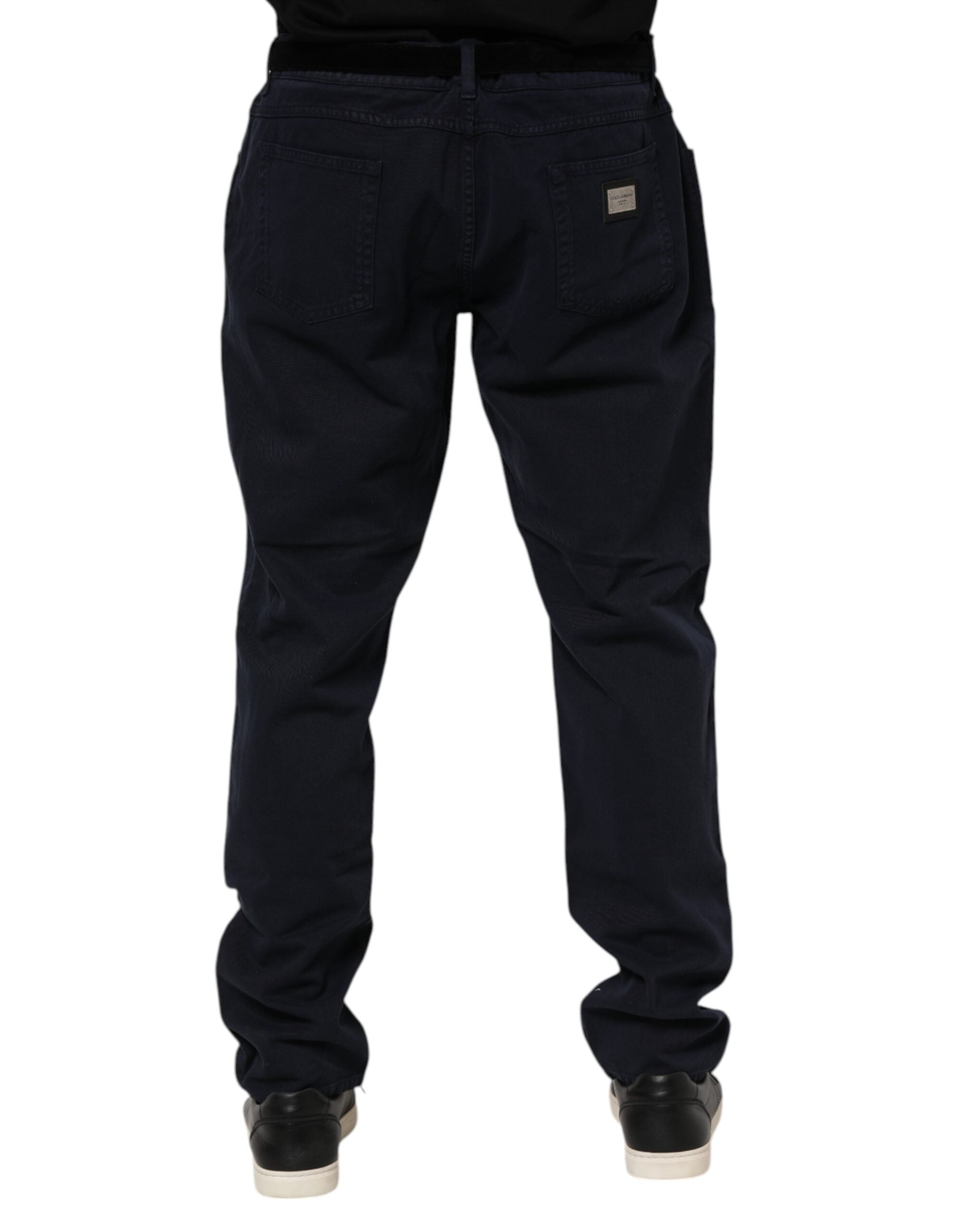 Black Cotton Tapered Denim Jeans - ventzia