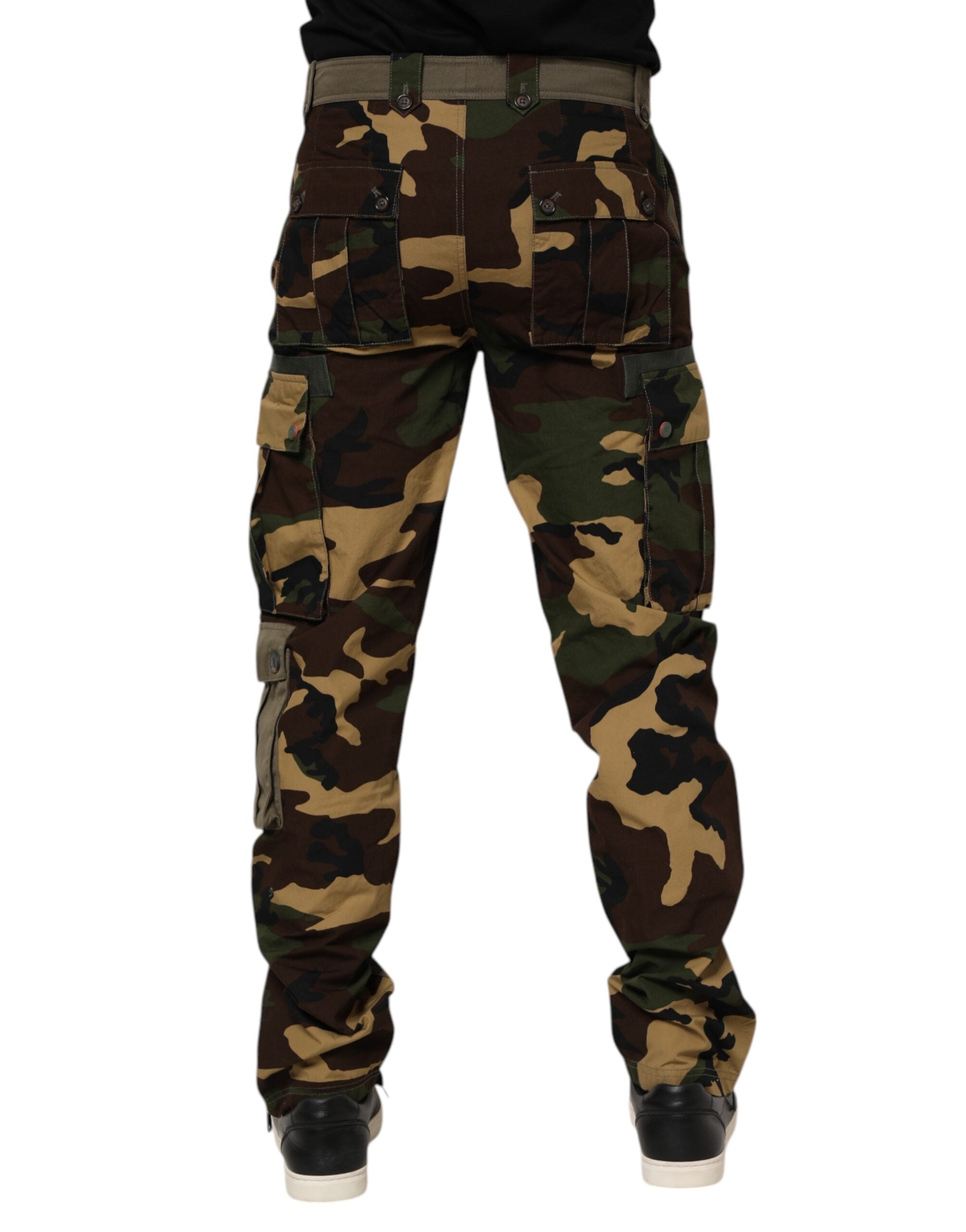Brown Cotton Camouflage Cargo Pants - ventzia