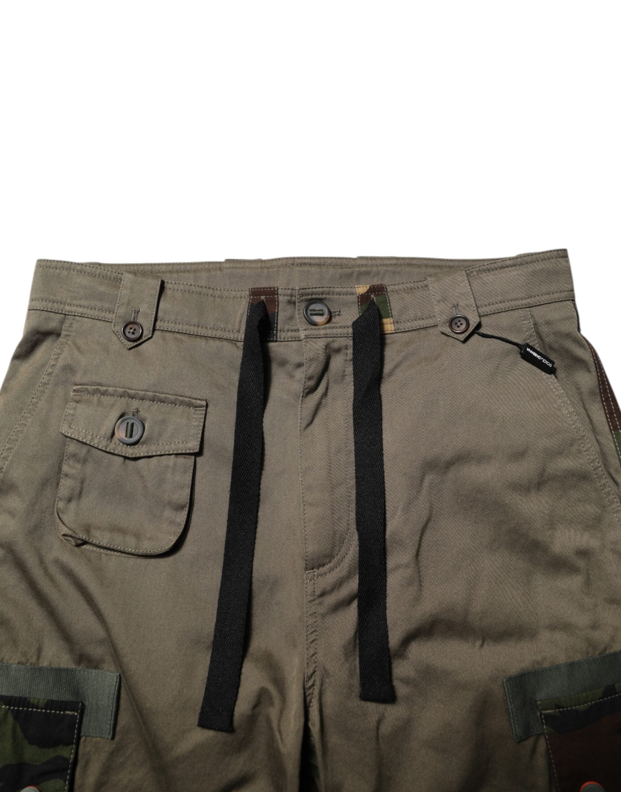 Brown Cotton Camouflage Cargo Pants - ventzia