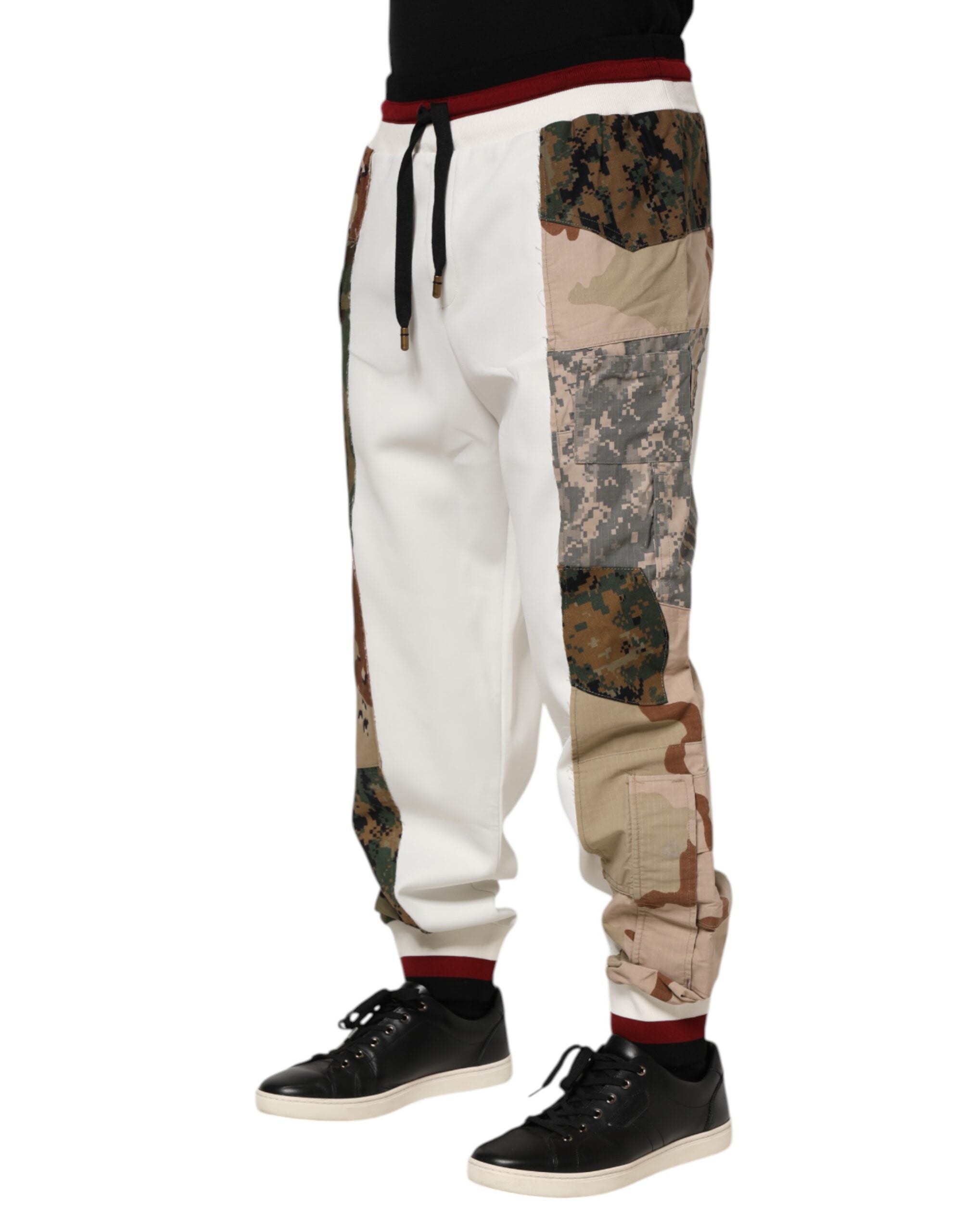 White Patchwork Jogger Pants - ventzia