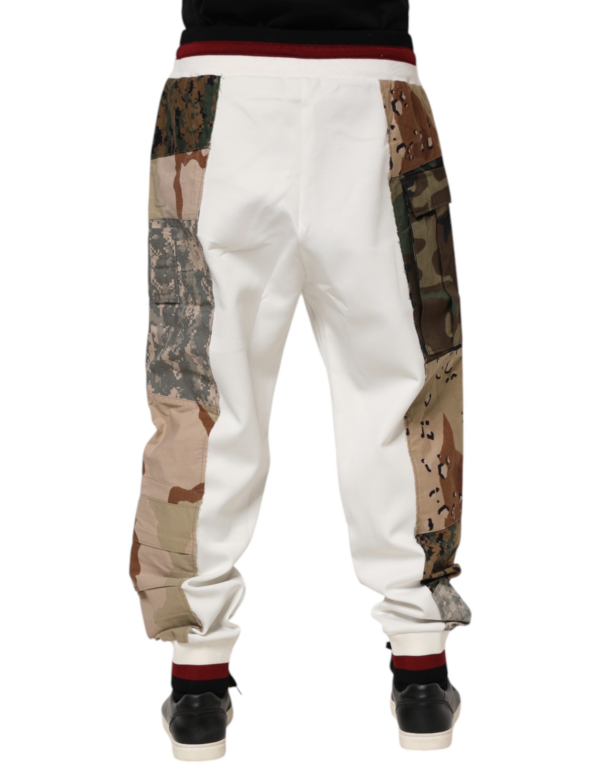 White Patchwork Jogger Pants - ventzia