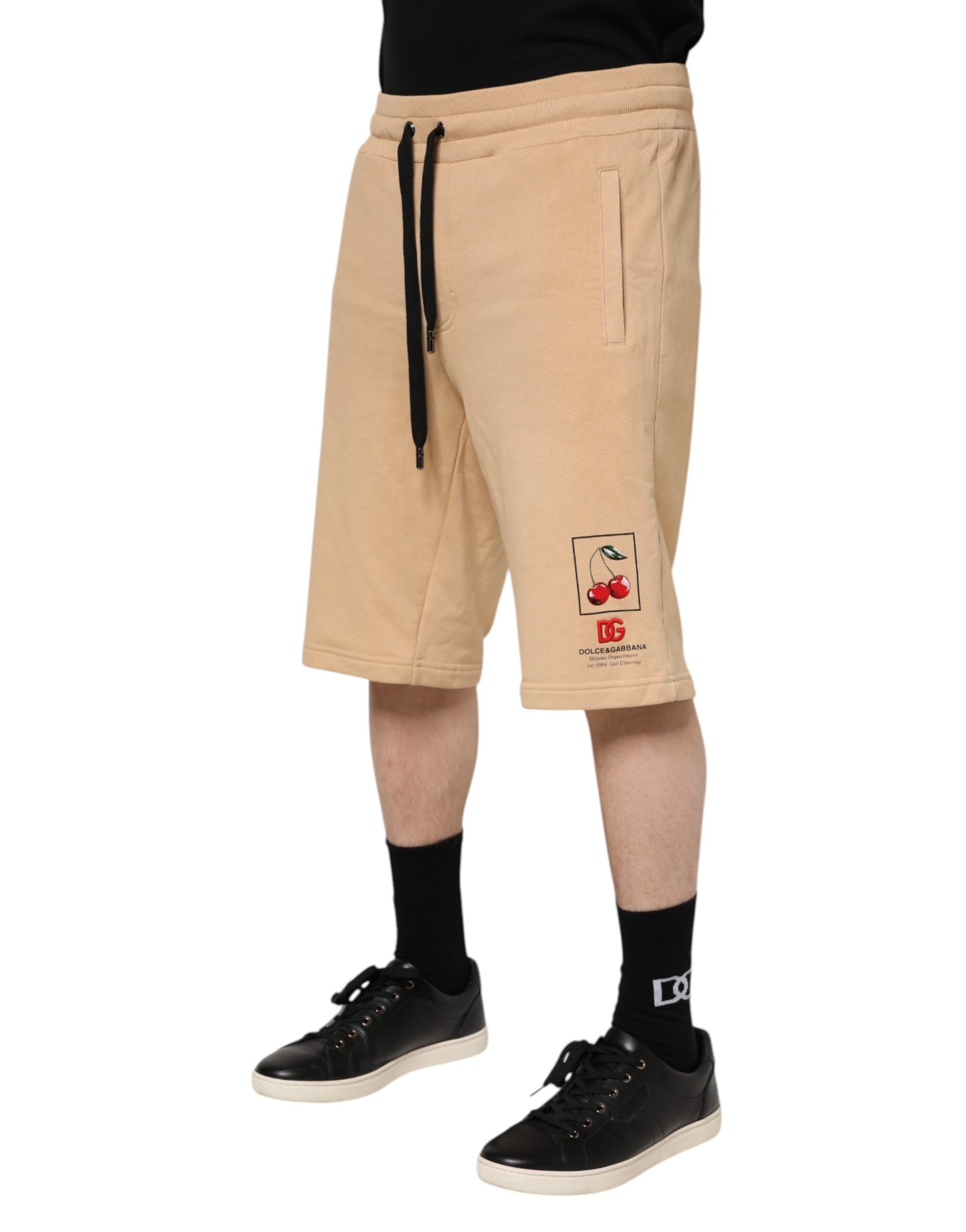 Yellow Cotton Men Bermuda Sweatshorts Shorts - ventzia