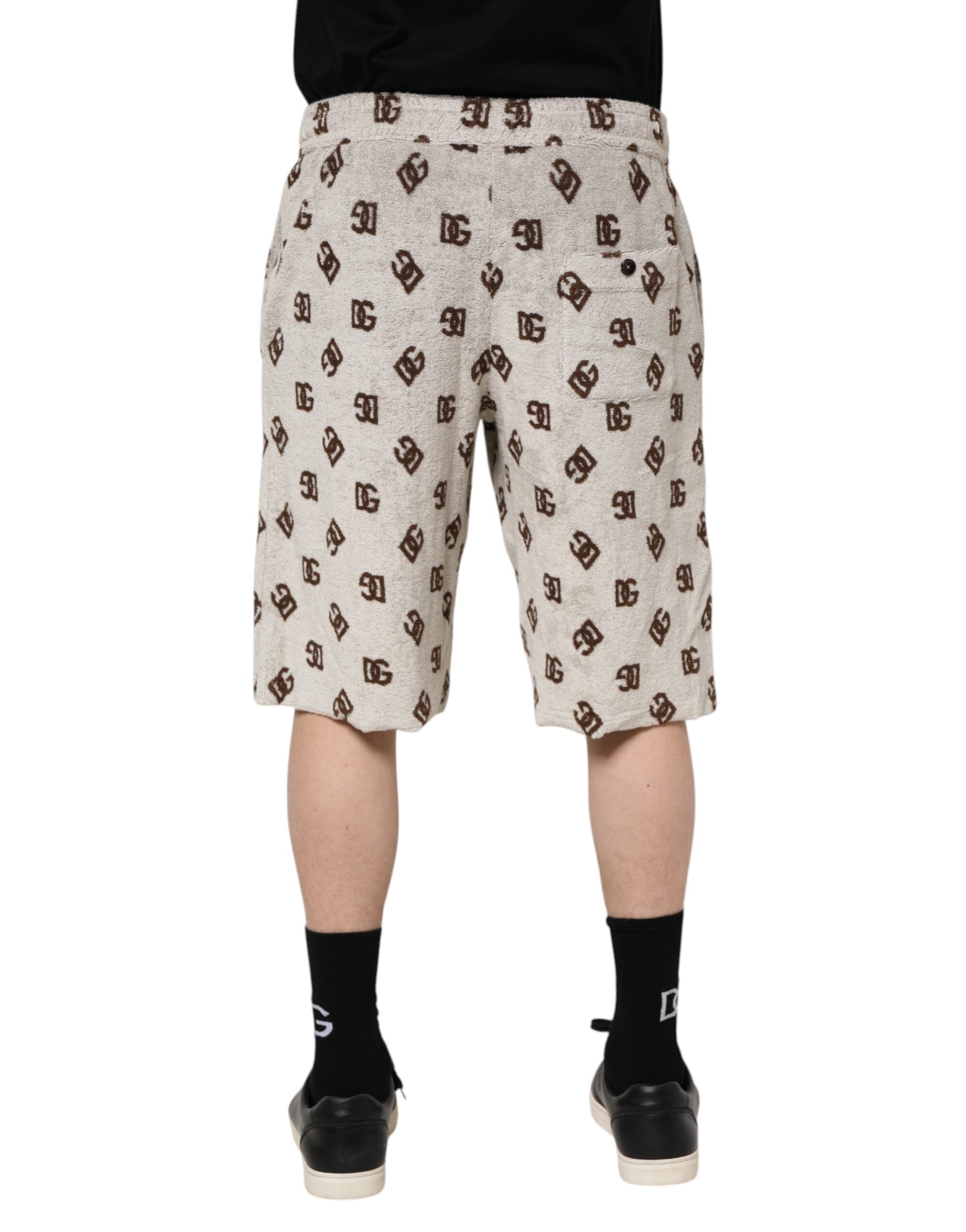 White Cotton DG Mania Print Men Bermuda Shorts - ventzia