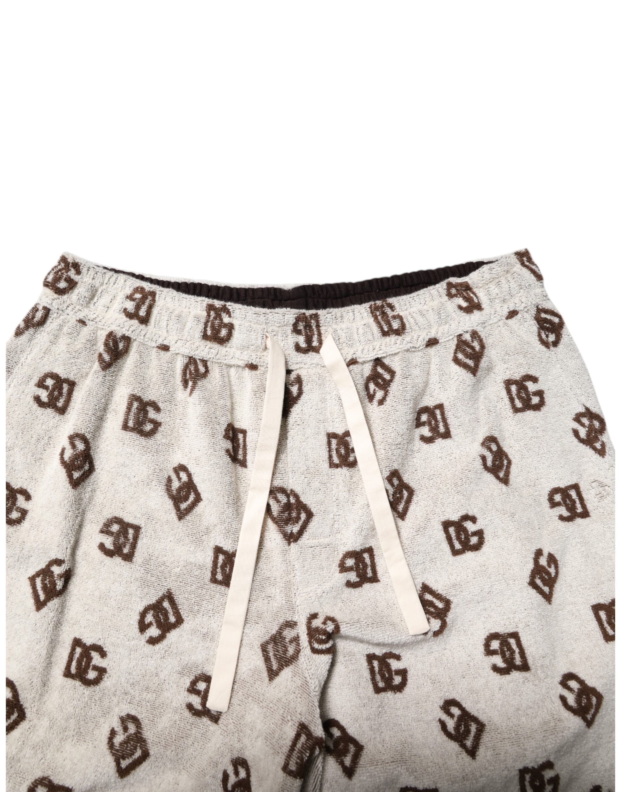 White Cotton DG Mania Print Men Bermuda Shorts - ventzia