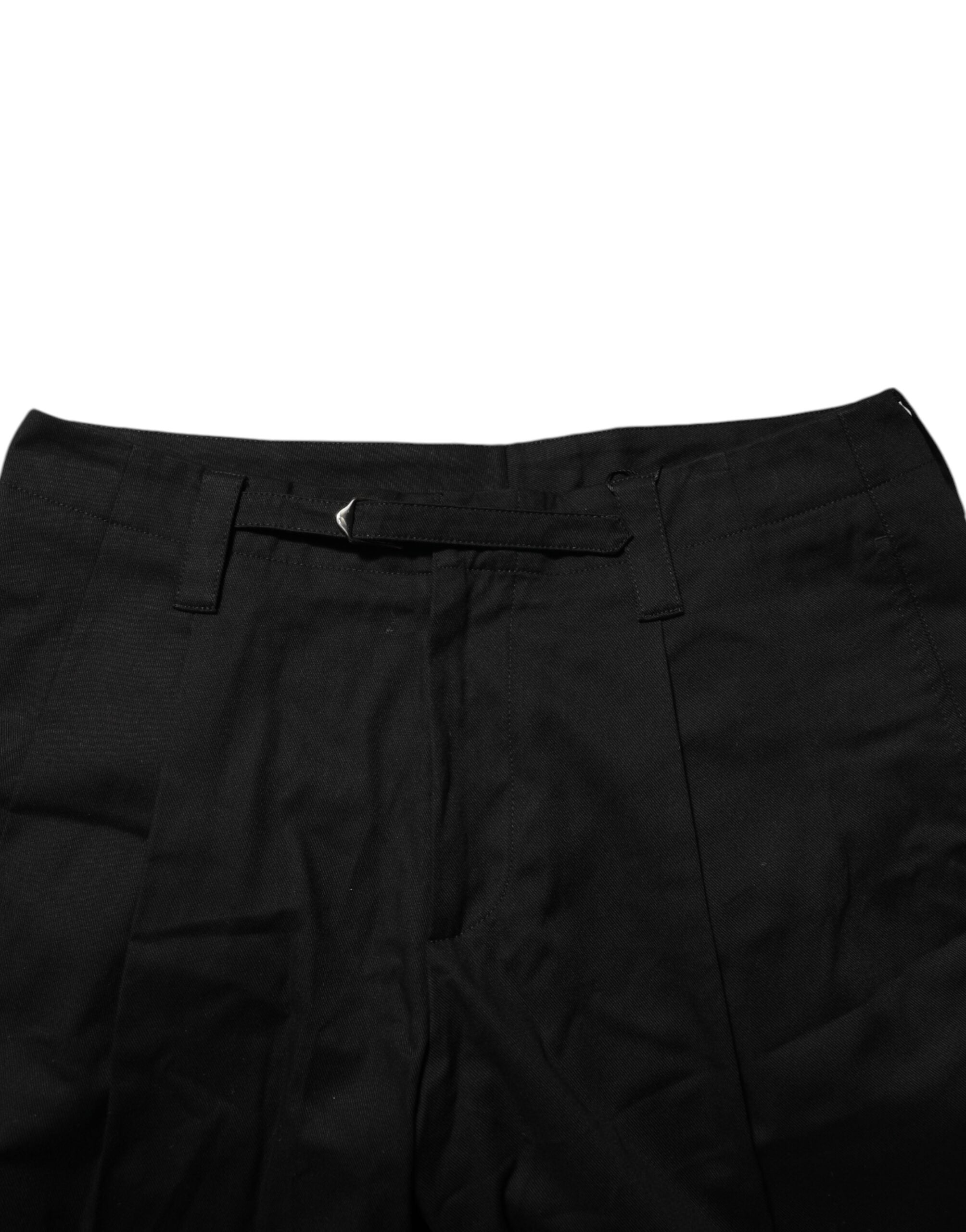 Black Cotton Knee Length Men Bermuda Shorts - ventzia