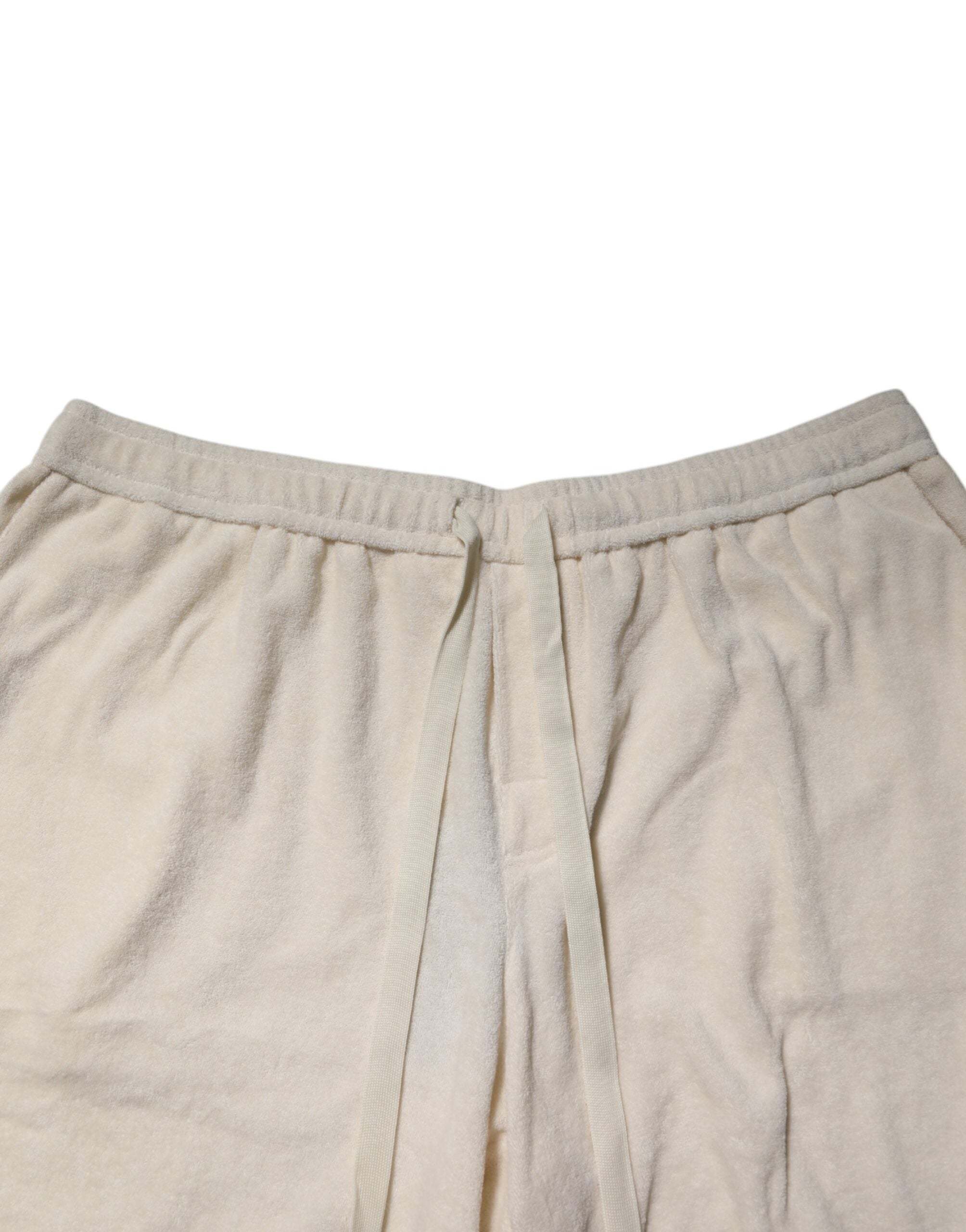 Ivory Cotton Men Bermuda Sweatshorts Shorts - ventzia