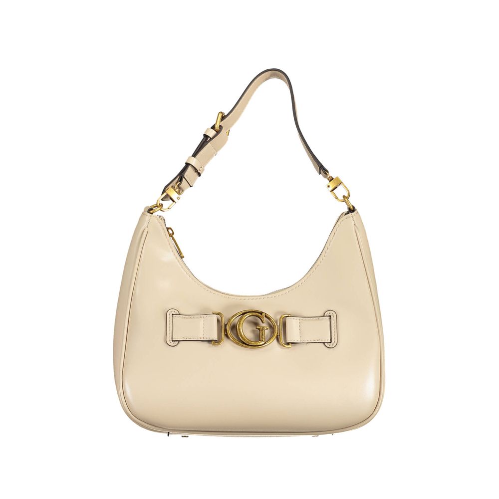 Beige Polyurethane Women's Shoulder Bag - ventzia