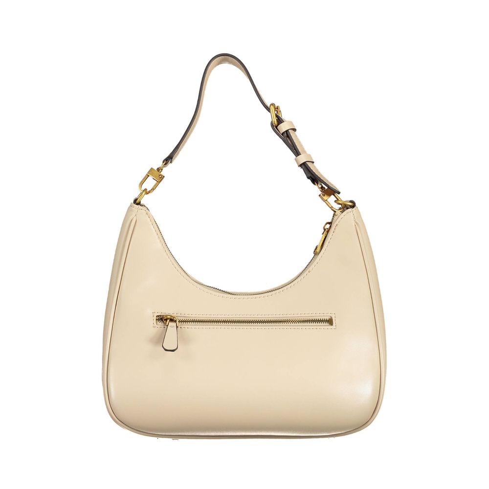 Beige Polyurethane Women's Shoulder Bag - ventzia