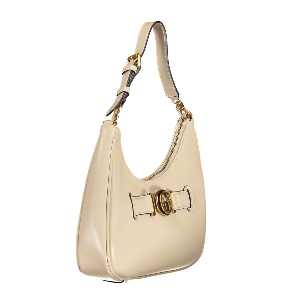Beige Polyurethane Women's Shoulder Bag - ventzia