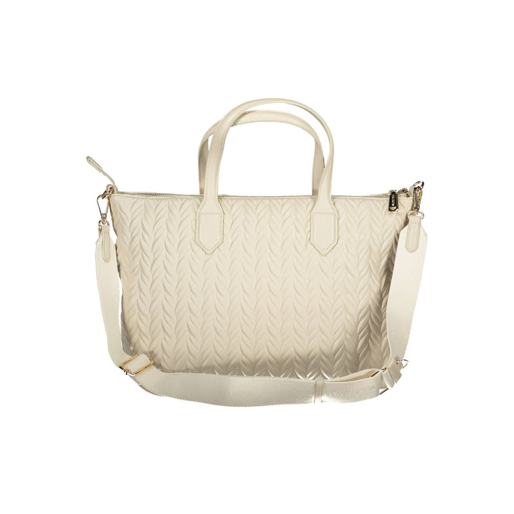 White Polyurethane Women Handbag - ventzia