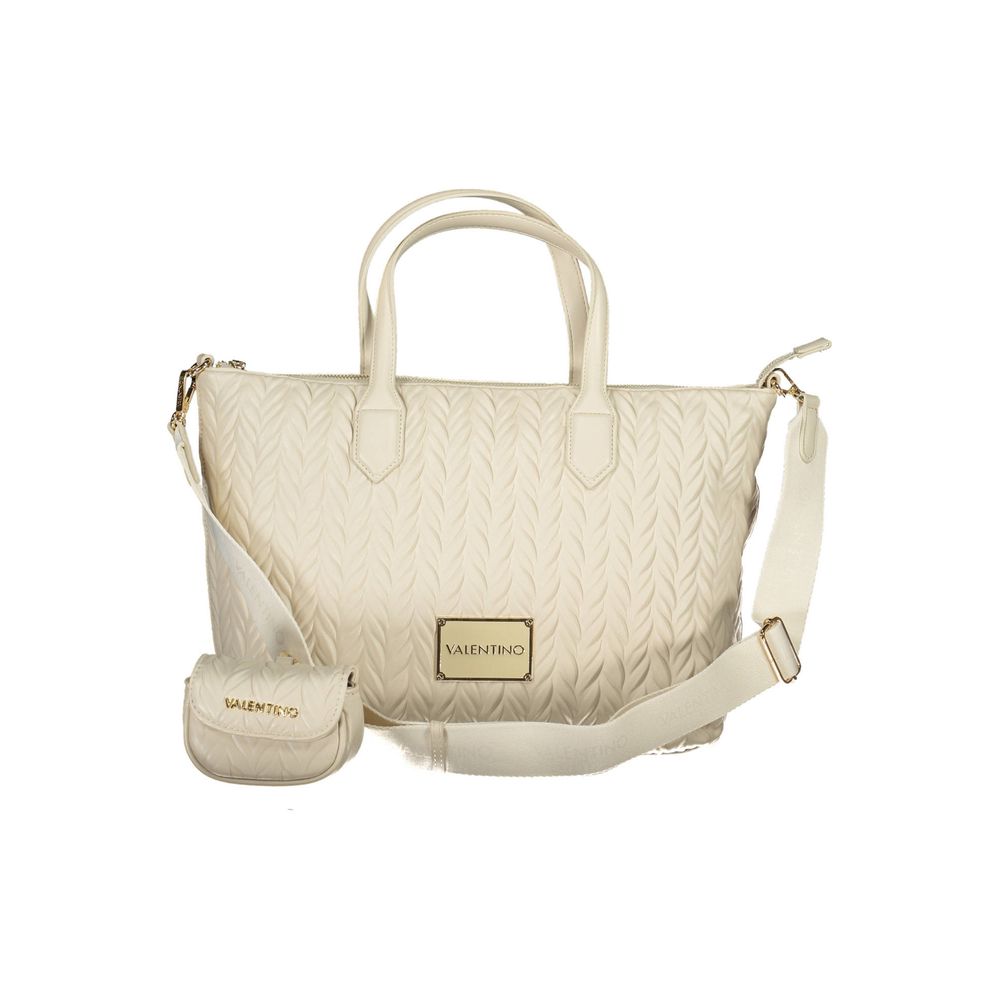 White Polyurethane Women Handbag - ventzia