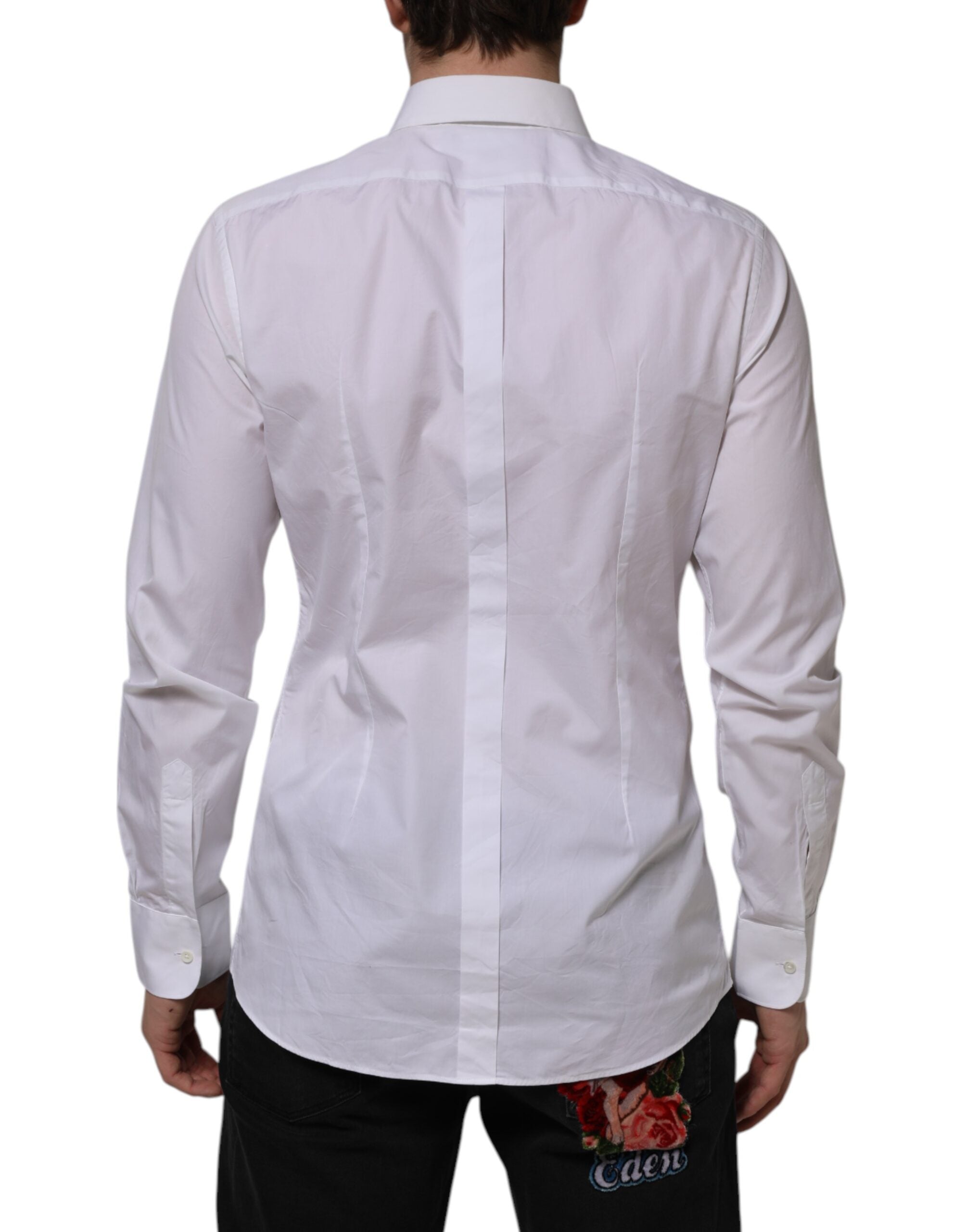 White Bib Cotton Poplin GOLD Formal Shirt - ventzia