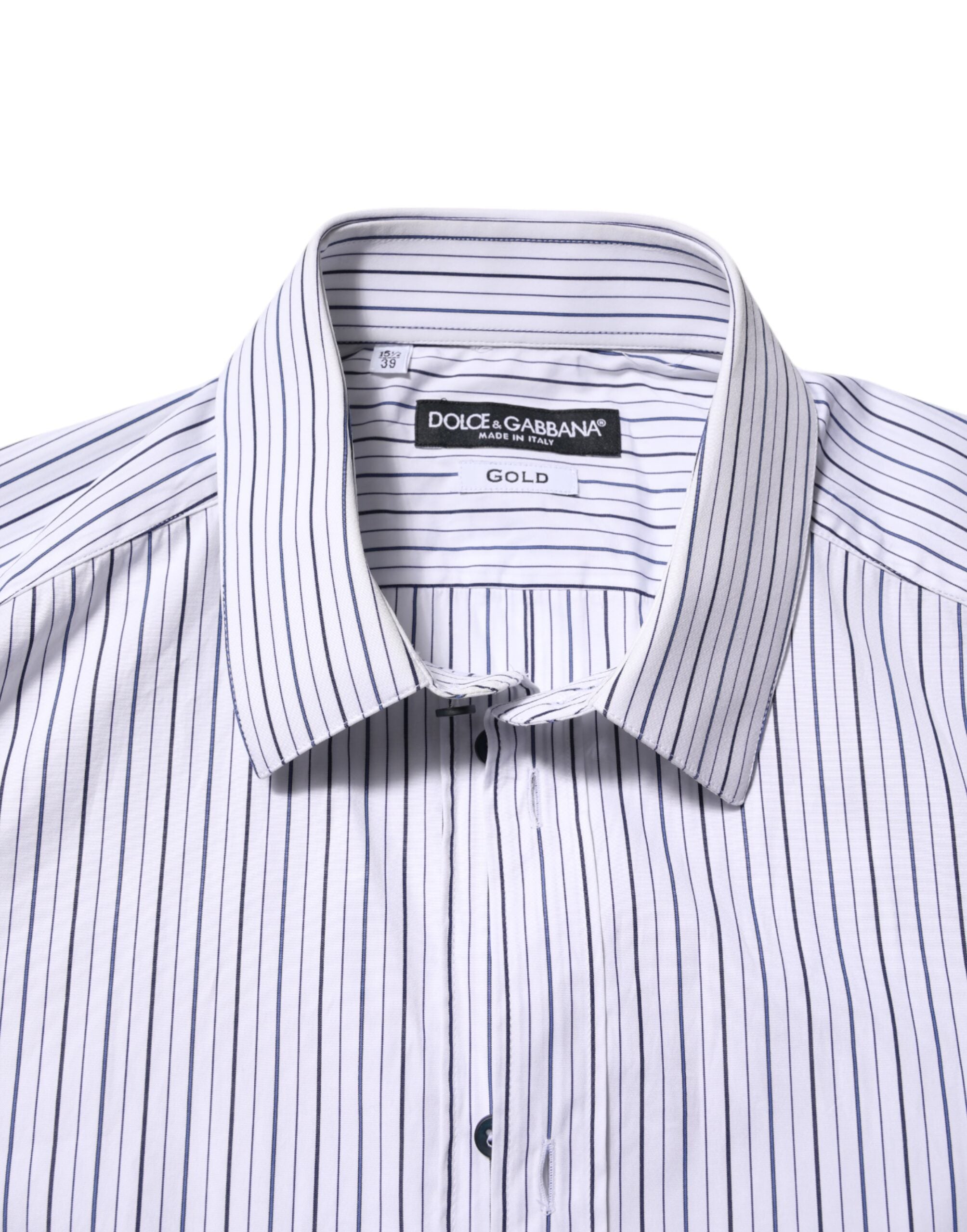 White Blue Striped Cotton GOLD Formal Shirt - ventzia