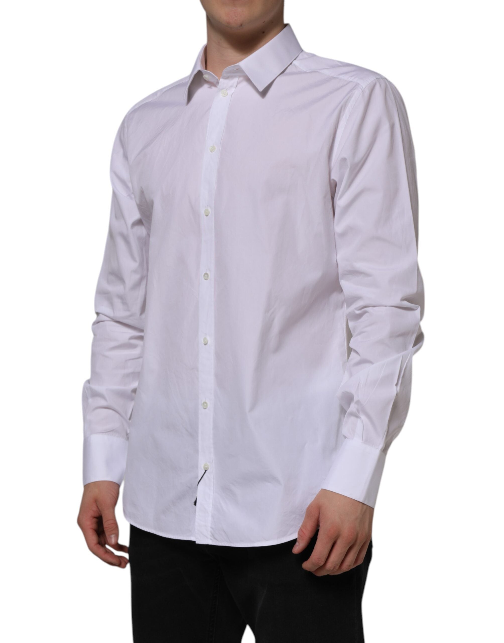 White Cotton GOLD Long Sleeves Formal Shirt - ventzia