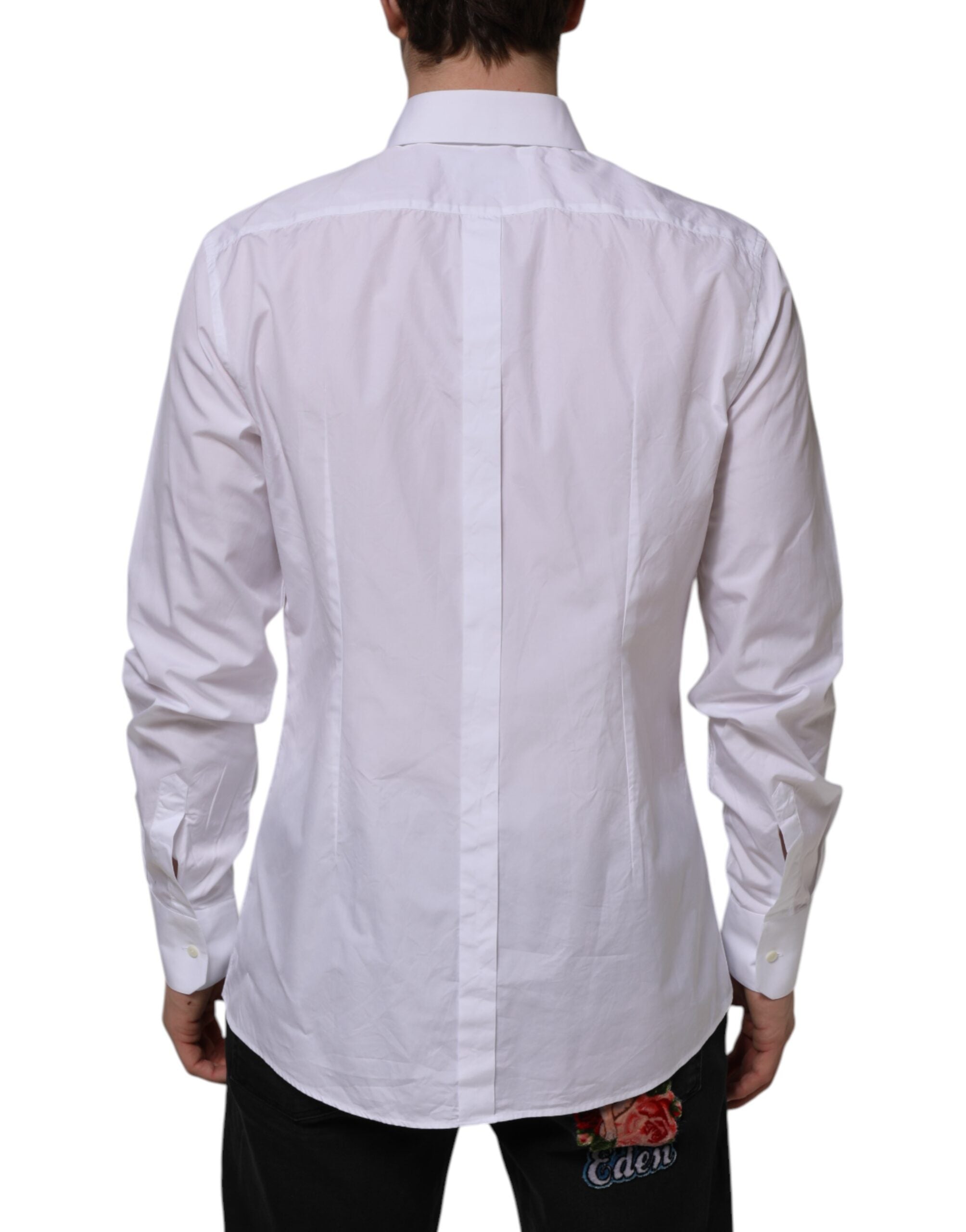 White Cotton GOLD Long Sleeves Formal Shirt - ventzia