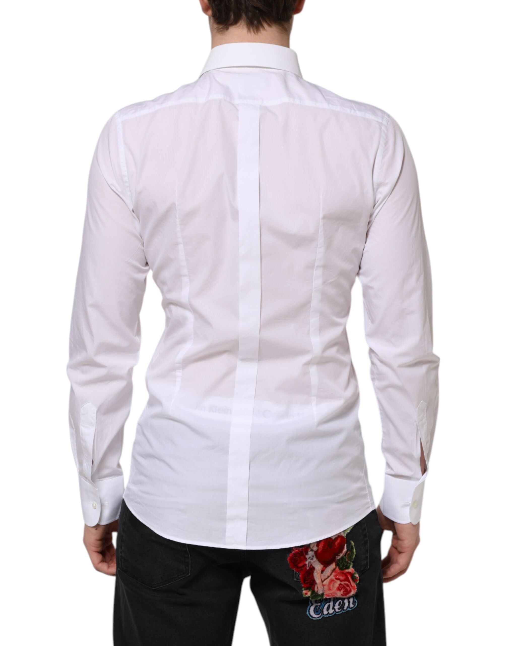 White Cotton GOLD Bib Poplin Formal Shirt - ventzia