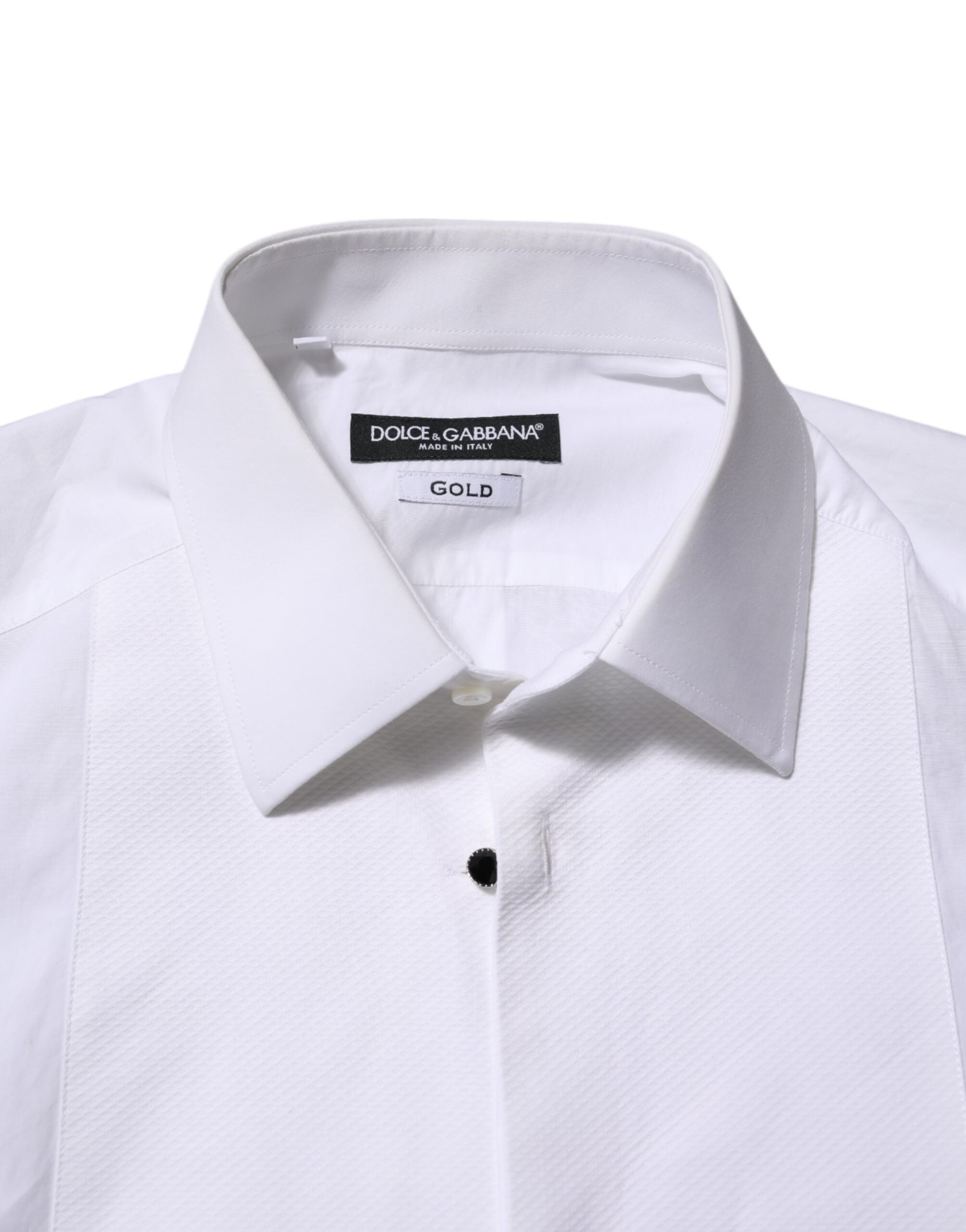 White Cotton GOLD Bib Poplin Formal Shirt - ventzia