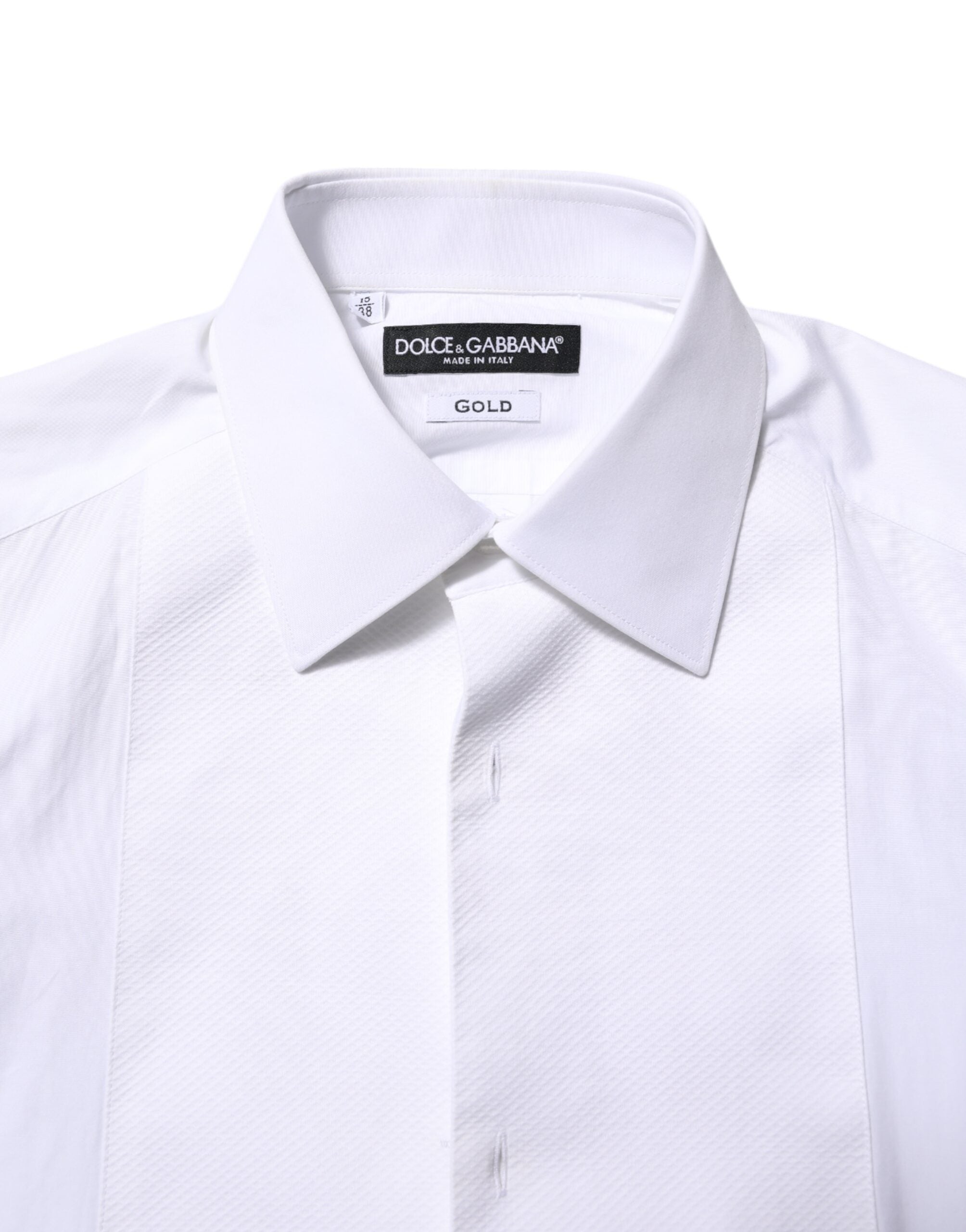 White Cotton GOLD Bib Poplin Formal Shirt - ventzia