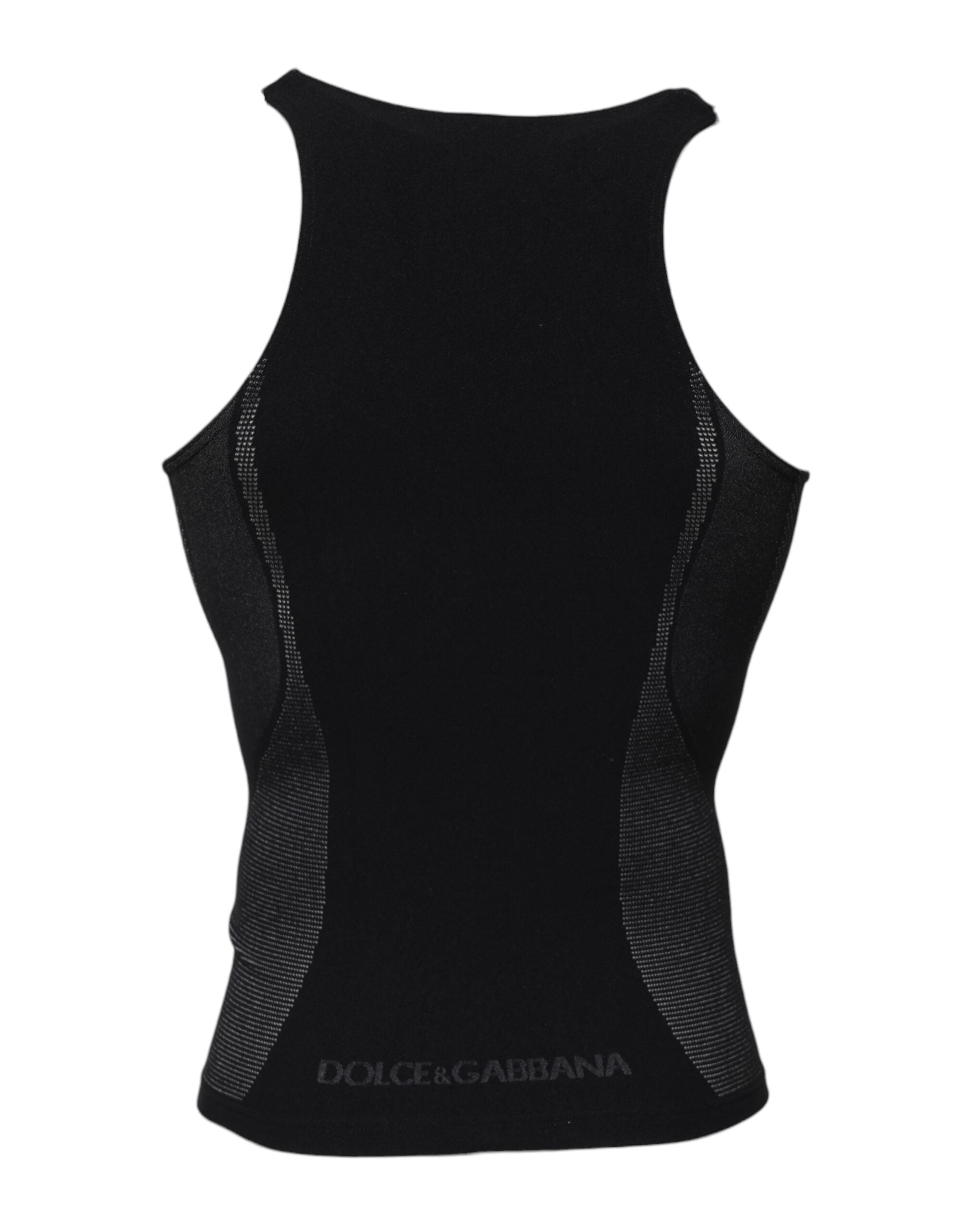 Black Nylon Sleeveless Underwear Tank T-shirt - ventzia