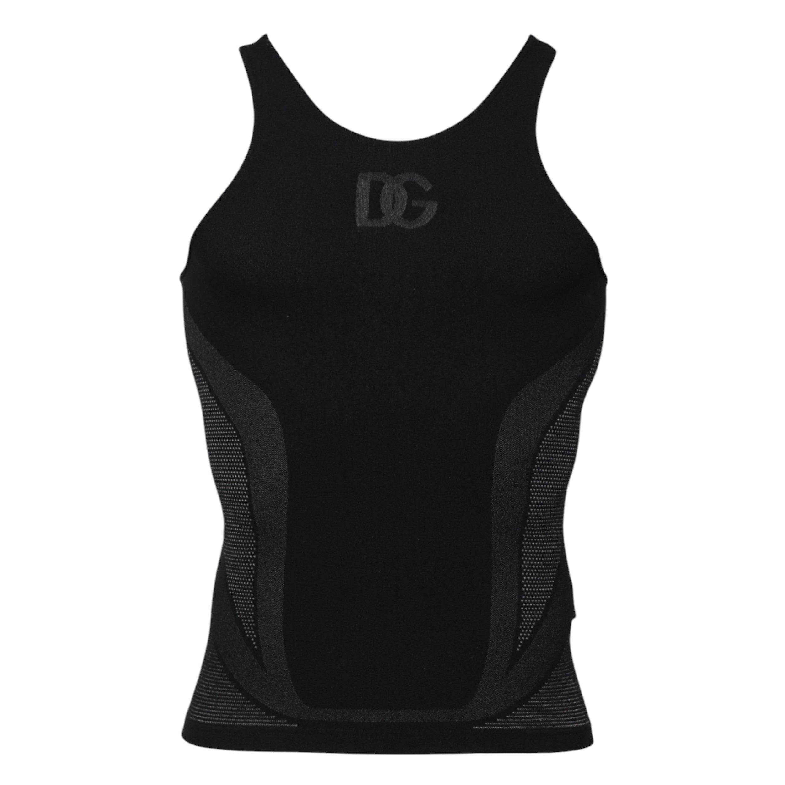 Black Nylon Sleeveless Underwear Tank T-shirt - ventzia