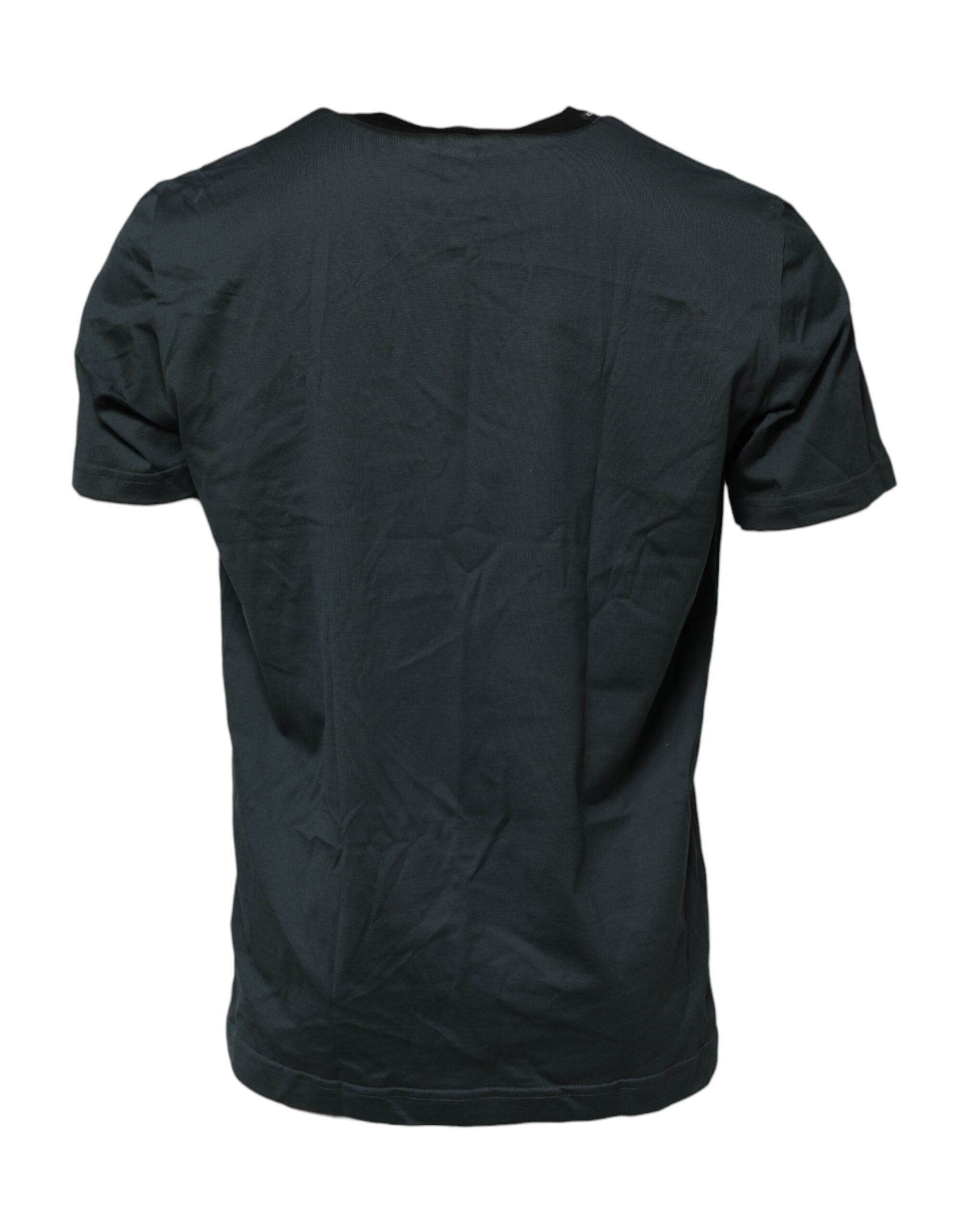 Black Cotton Printed Short Sleeves T-shirt - ventzia
