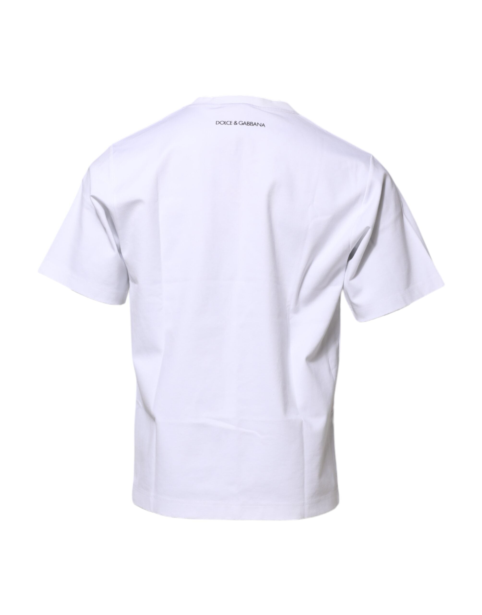 White Cotton Crew Neck Graphic Print T-shirt - ventzia